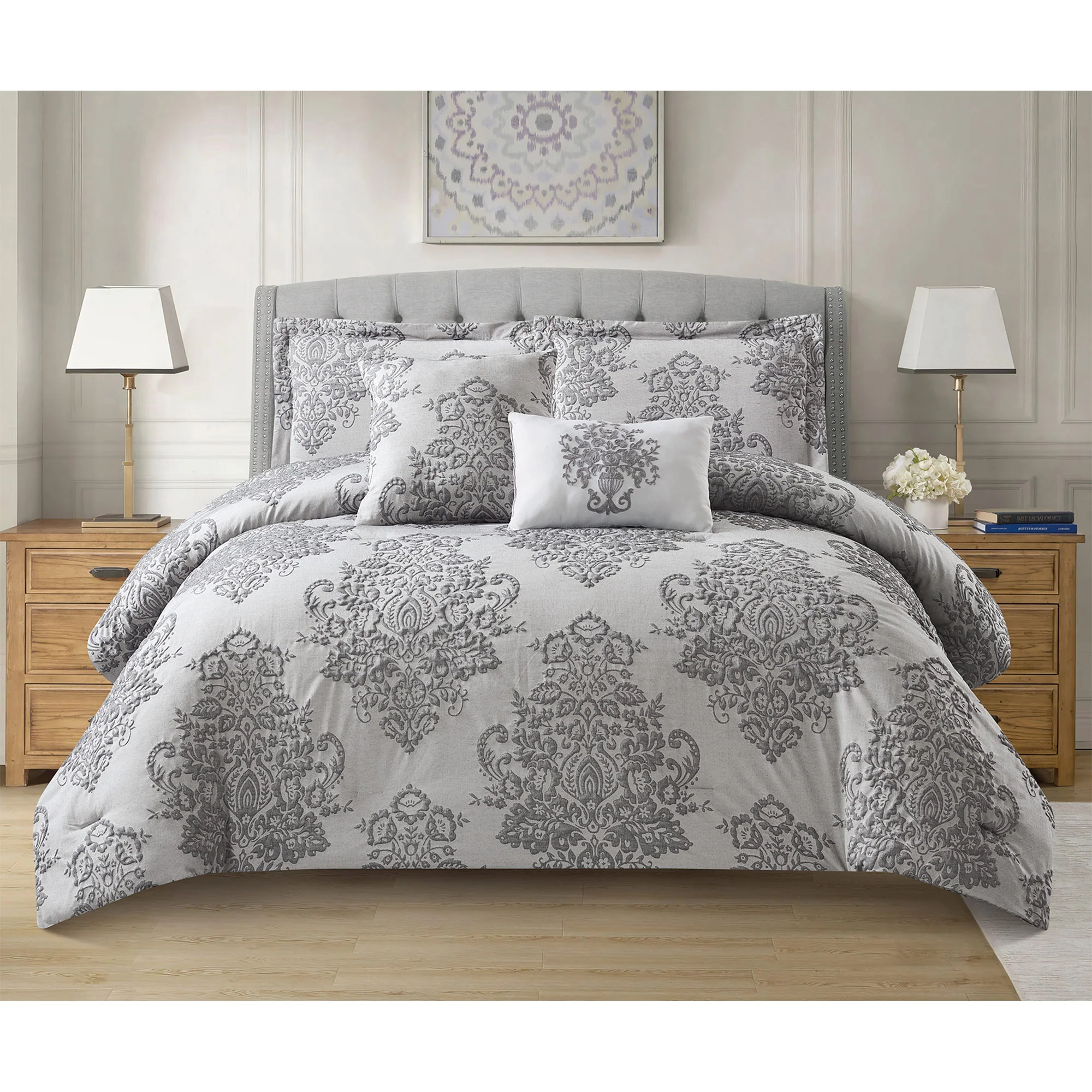 Berlin Palace 5 Piece Damask Design Comforter Set - Image 3