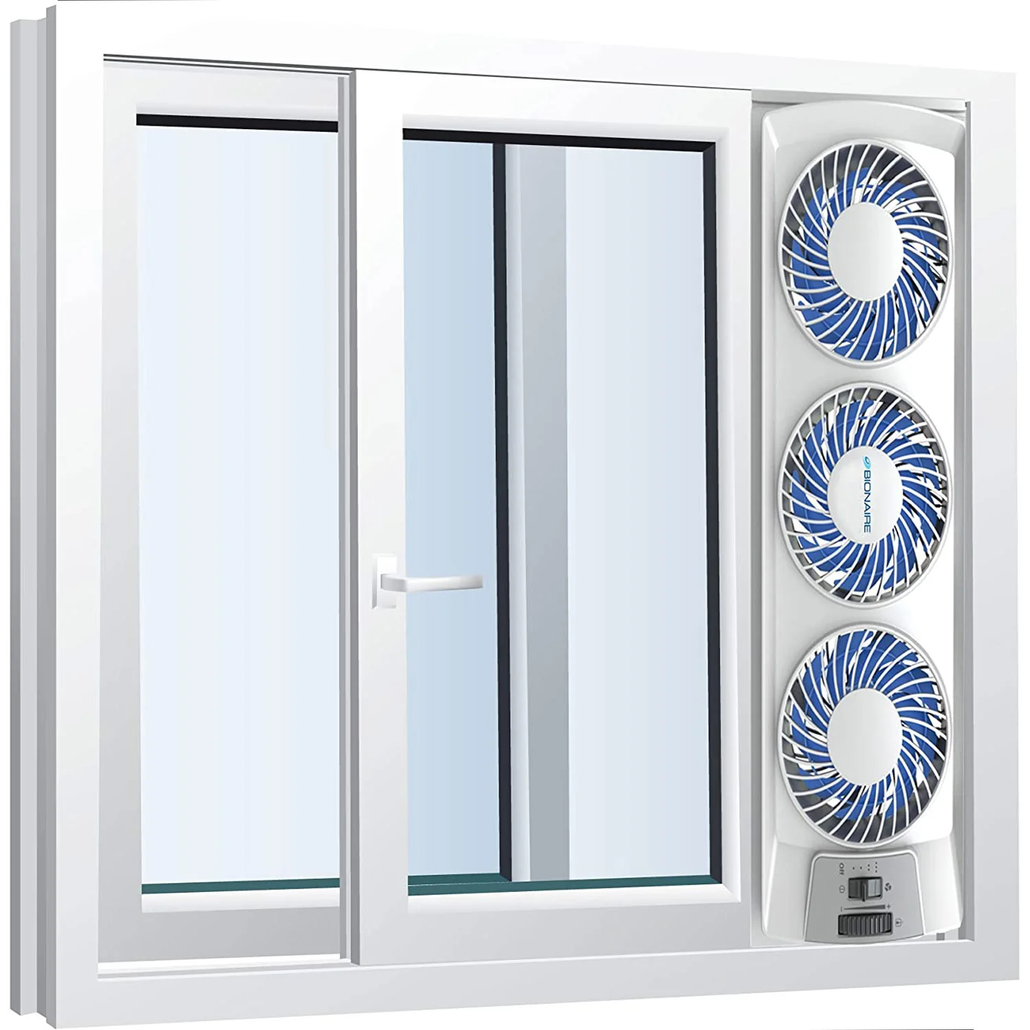 Bionaire Compact Window Fan with Manual Controls, 3 Blades, White - Image 3
