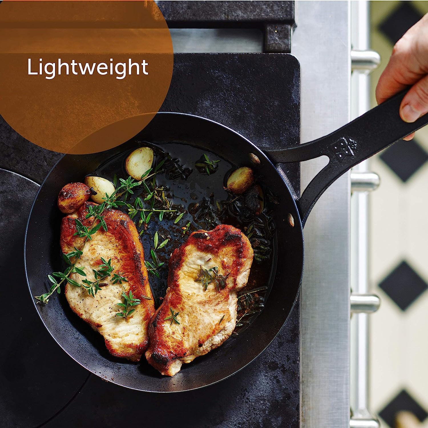 BK Pre-Seasoned Black Steel Carbon Steel Induction Compatible, 10 Inch Frying Pan Skillet, Black - Image 4