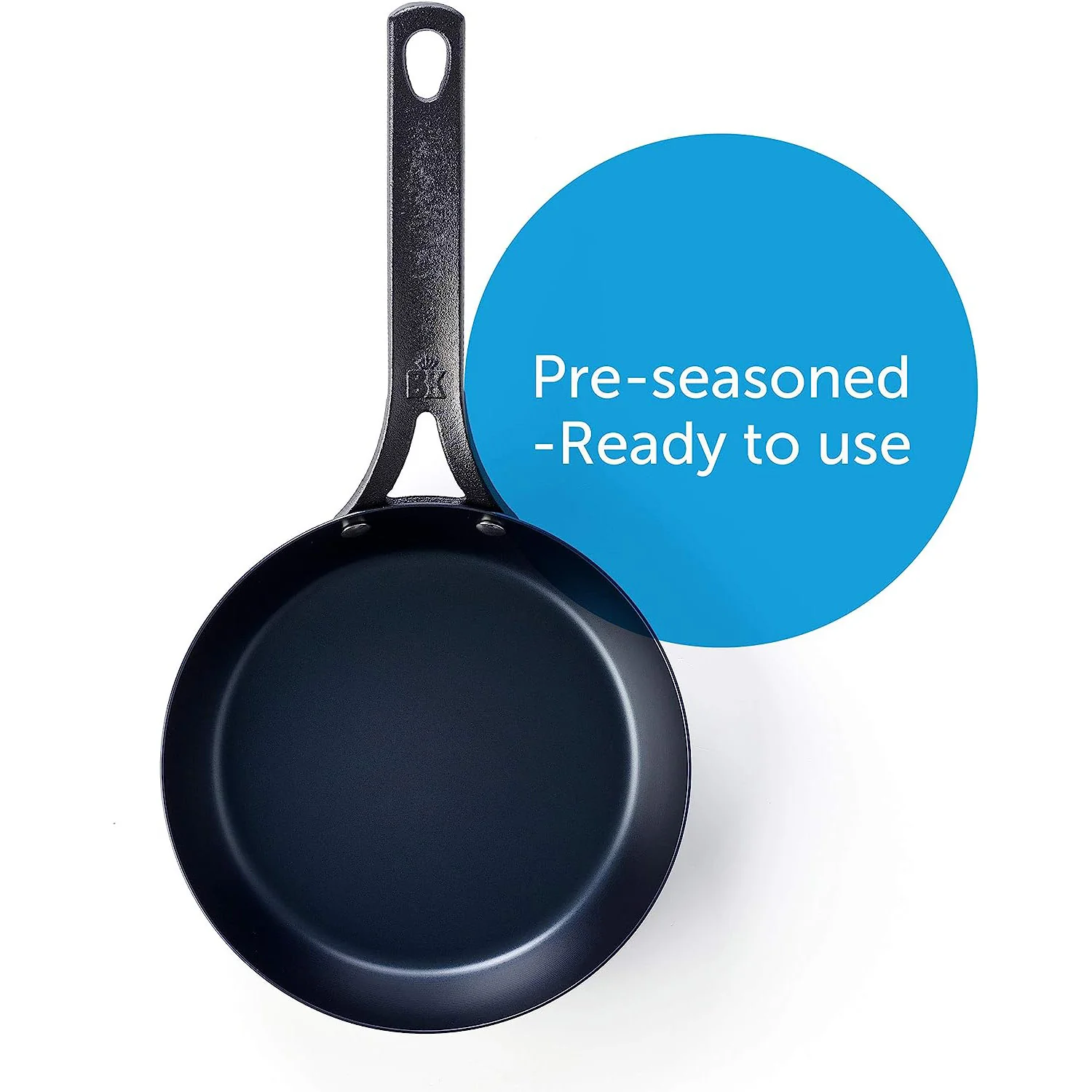 BK Pre-Seasoned Black Steel Carbon Steel Induction Compatible, 12 Inch Frying Pan Skillet, Black - Image 3
