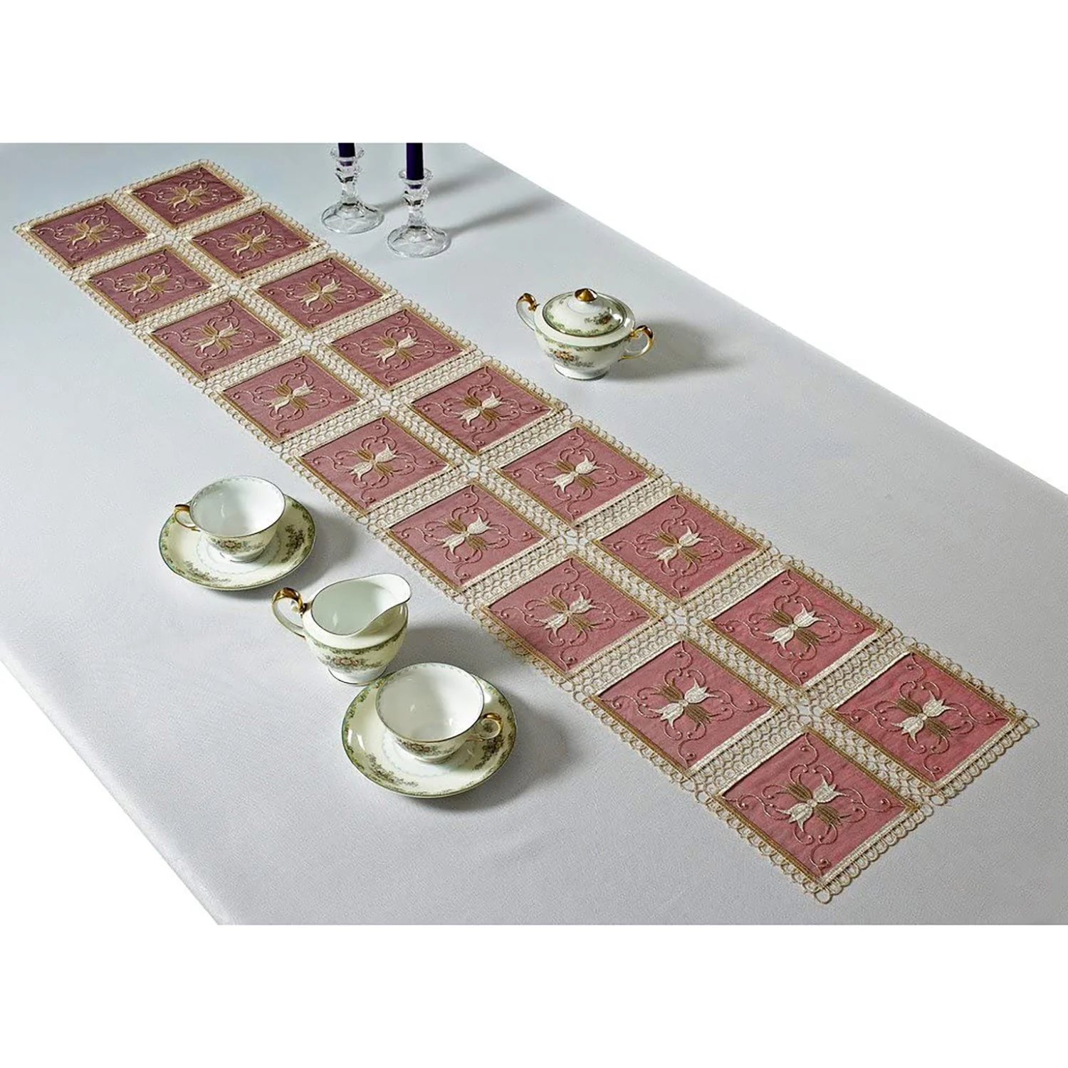 Blossom Embroidered Vintage Lace Design Table Runner - Image 13