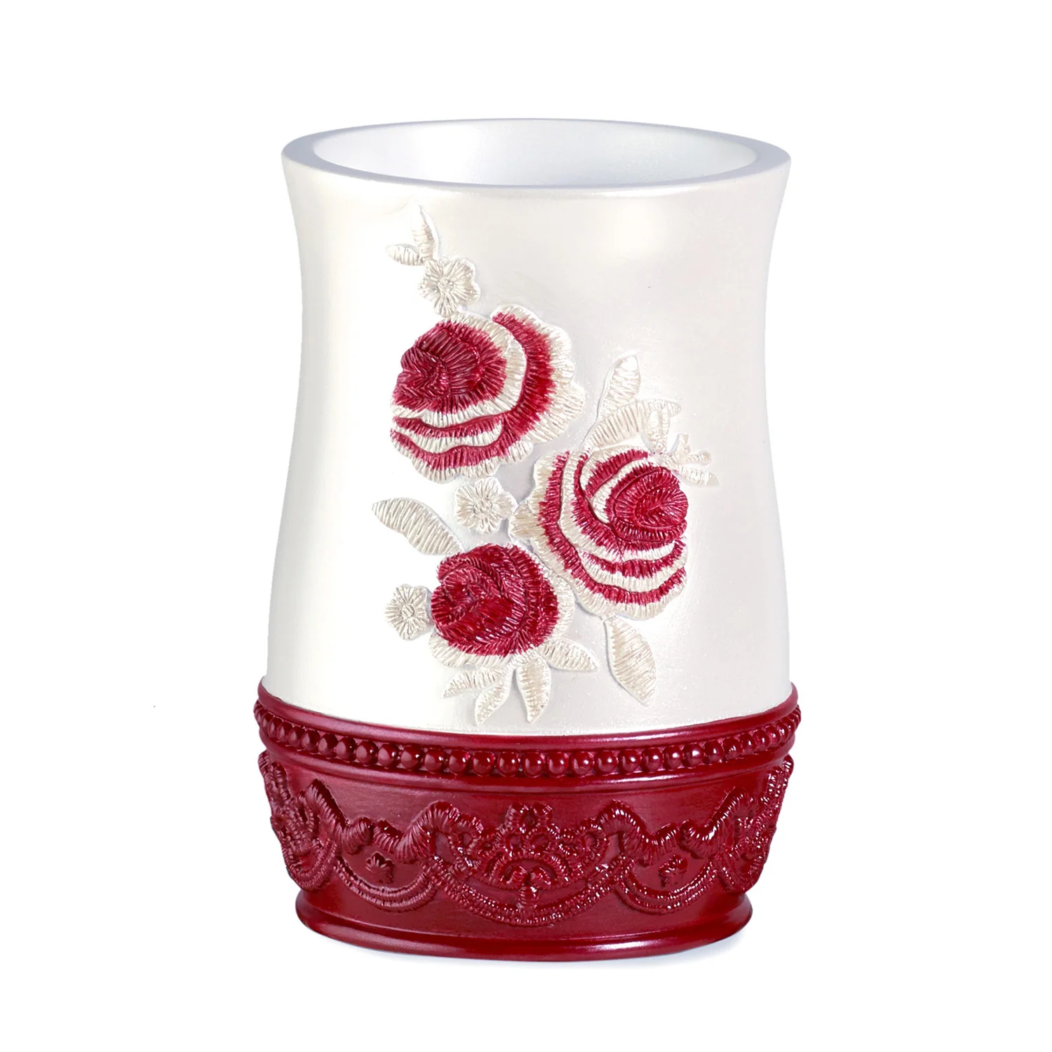 Blossom Rose Complete Bath Ensemble Decor Set, Burgundy, All Sold Separately - Image 3