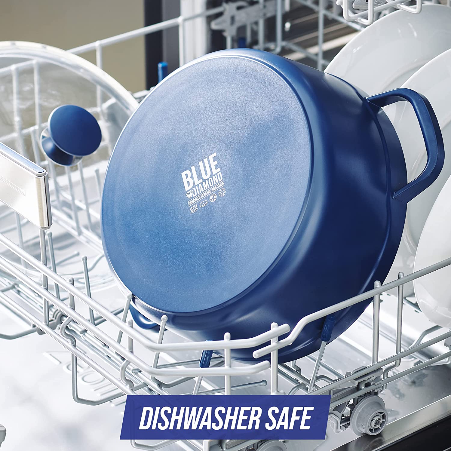 Blue Diamond Ceramic Diamond Nonstick, Dutch Oven with Glass Lid, Blue, 5.5 Quart - Image 8