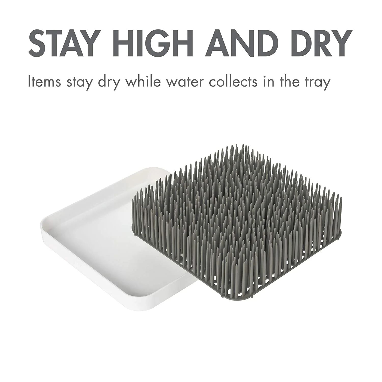 Boon Grass Countertop Baby Bottle Drying Rack, Gray, 9.5x9.5x2.5 Inches - Image 6