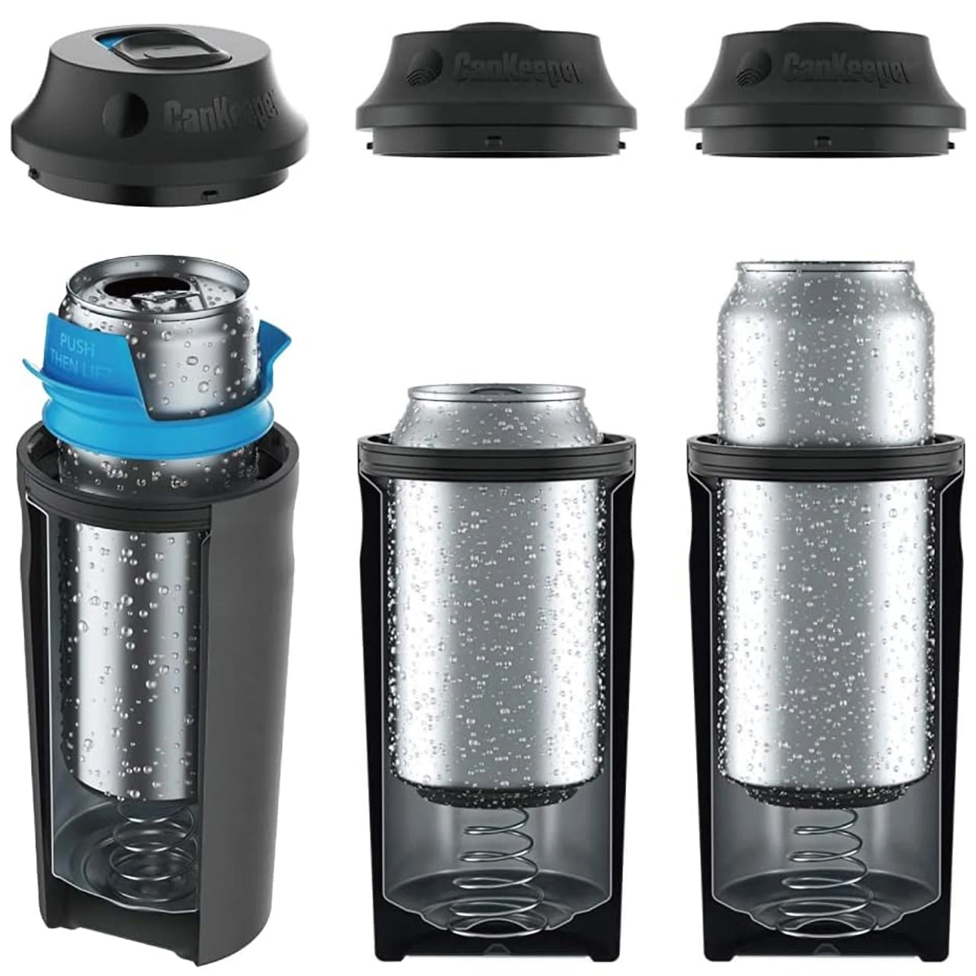 BottleKeeper 3-IN-1 Double Walled Vacuum Insulated Can Cooler with Lid, Stainless Steel - Image 3