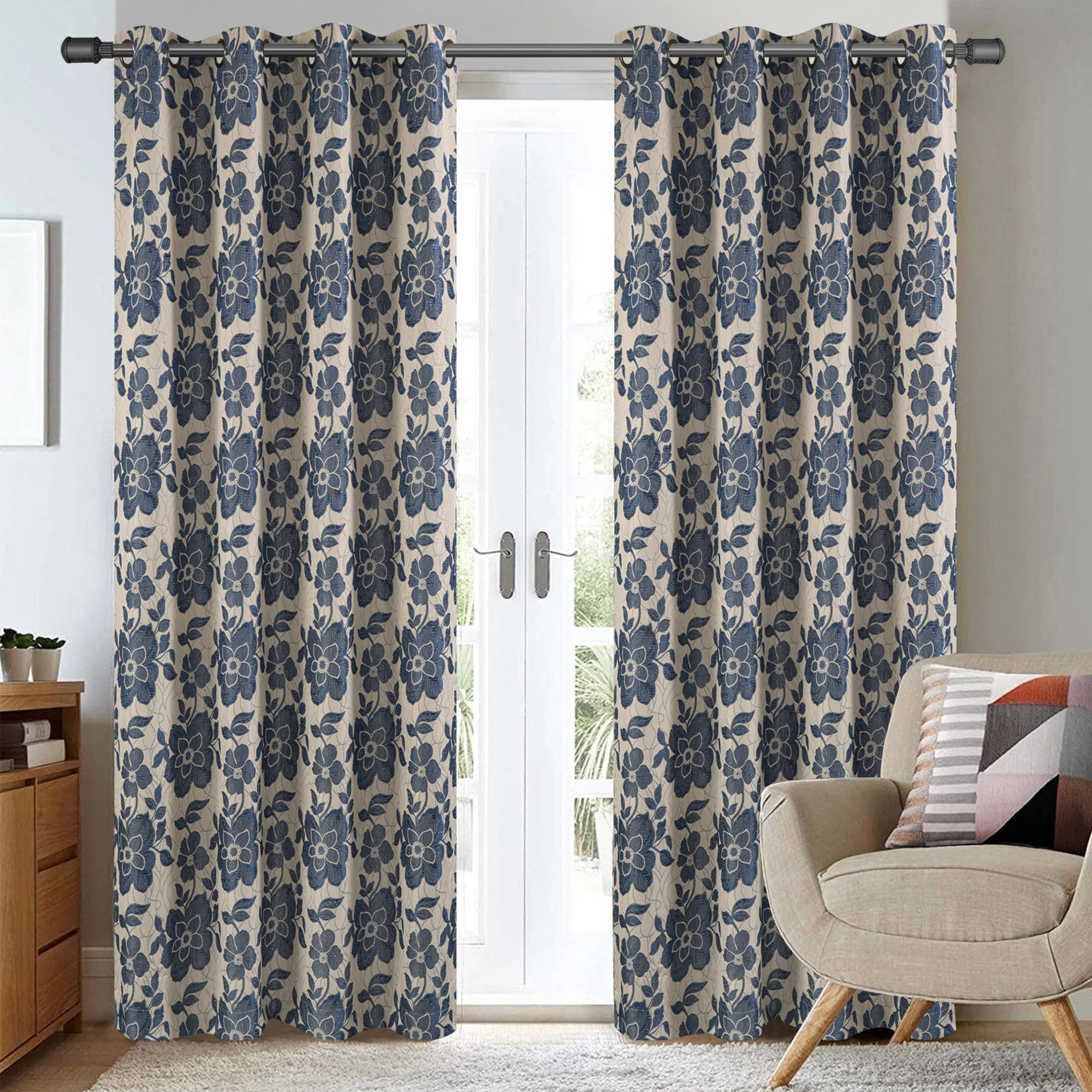 Breanne Floral Jacquard Grommet Window Panel, 54x84 Inches - Image 5