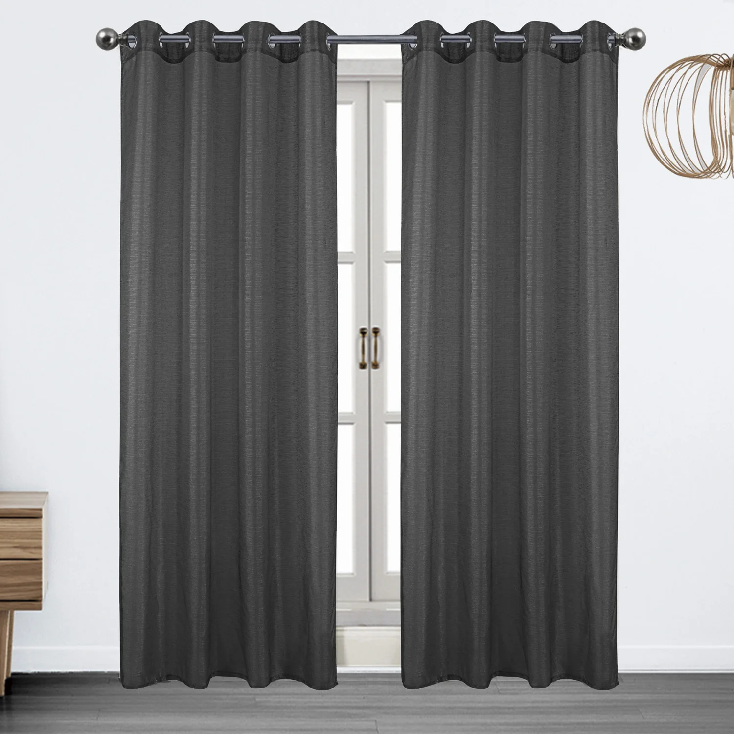 Brook Metallic Lurex Sheer Grommet Window Panel, 54x90 Inches - Image 2