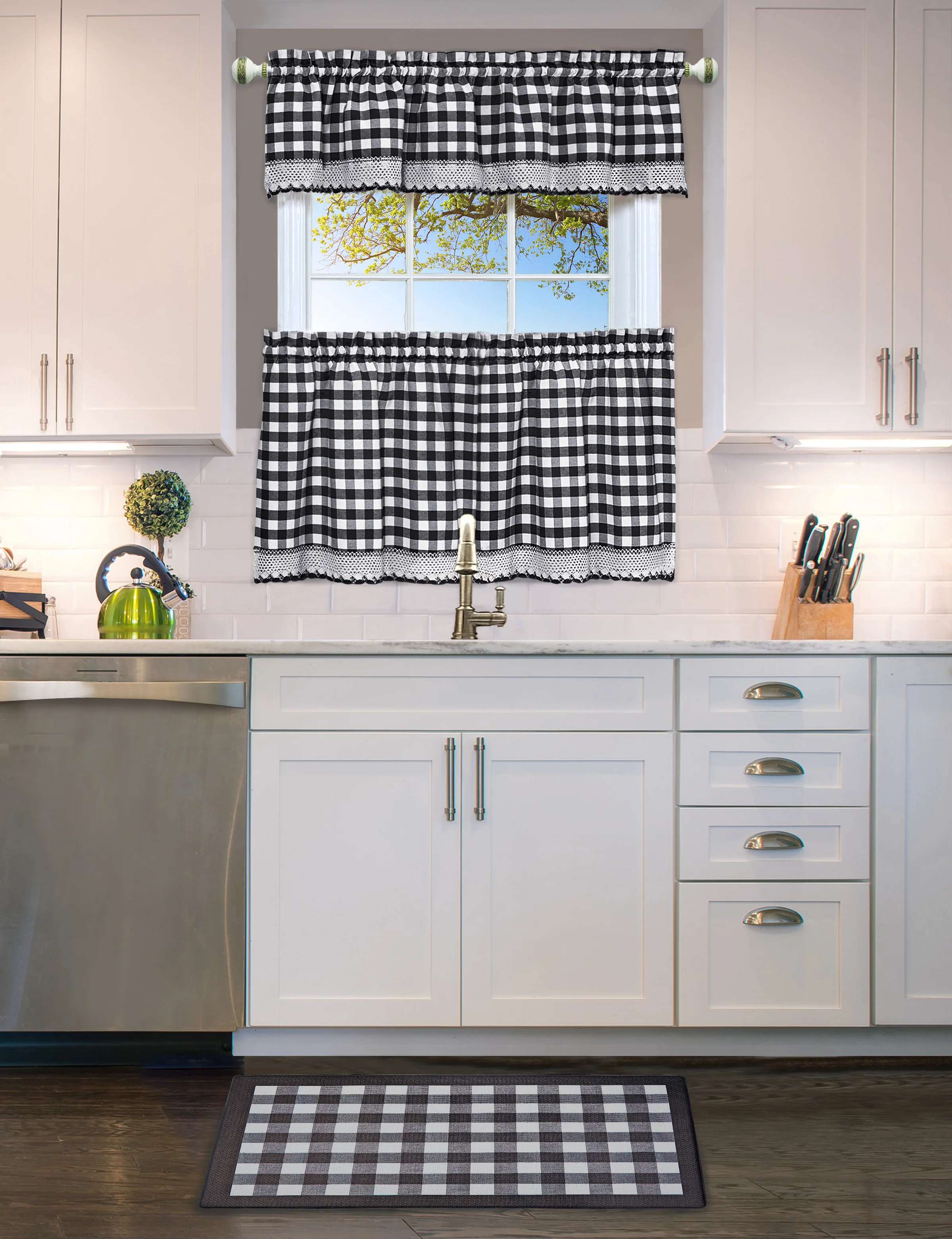 Buffalo Check Decorative Anti-Fatigue Mat, Black-White, 18x30 Inches - Image 2