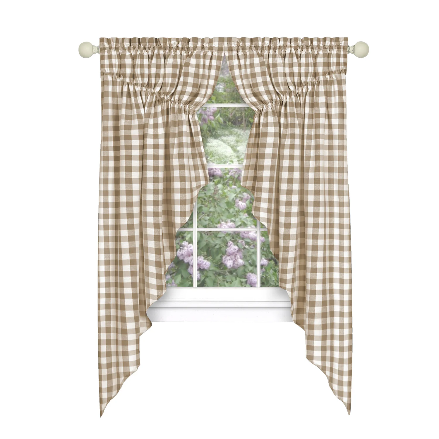 Buffalo Check Gathered Swag Window Curtain Pair, 72x63 Inches - Image 5
