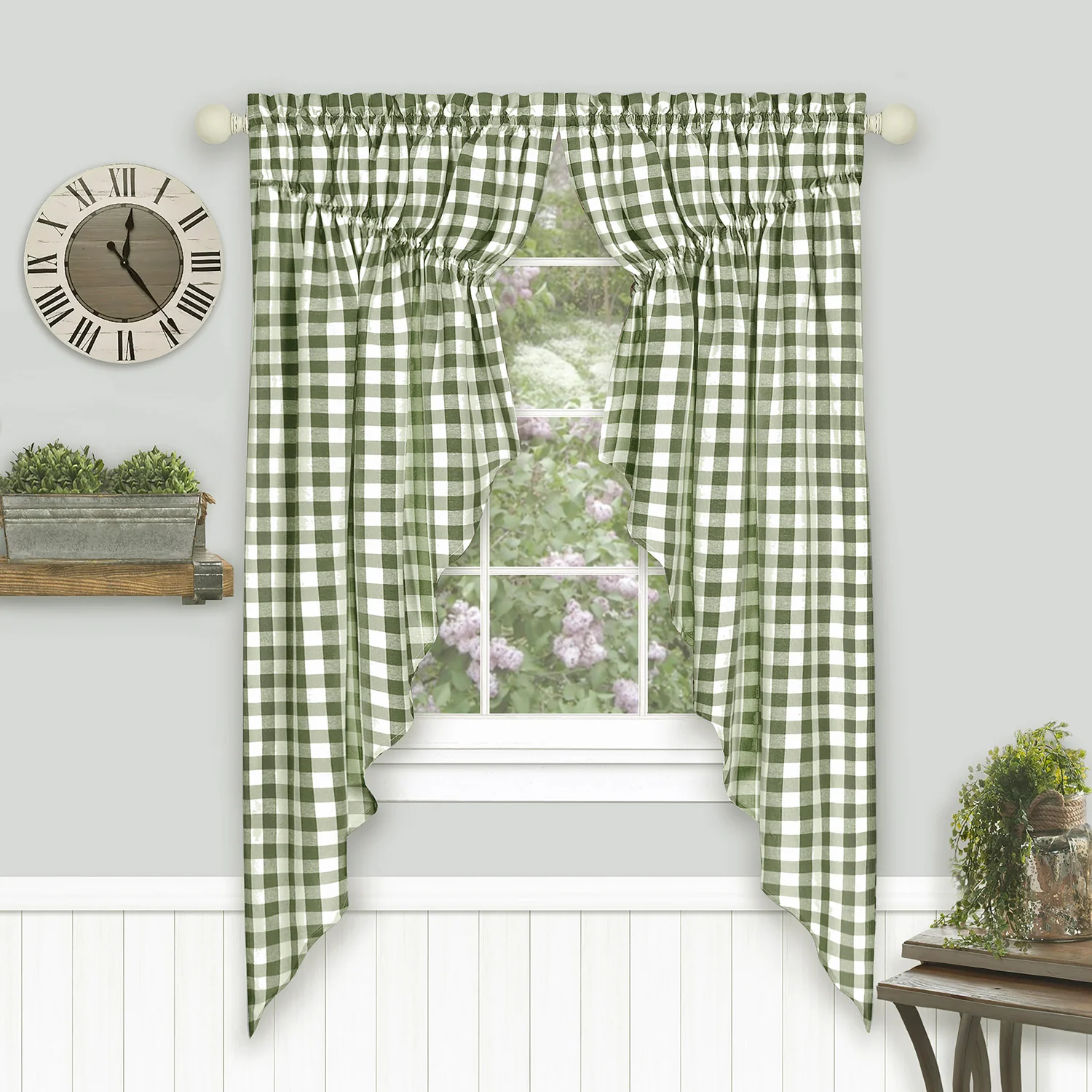 Buffalo Check Gathered Swag Window Curtain Pair, 72x63 Inches - Image 7
