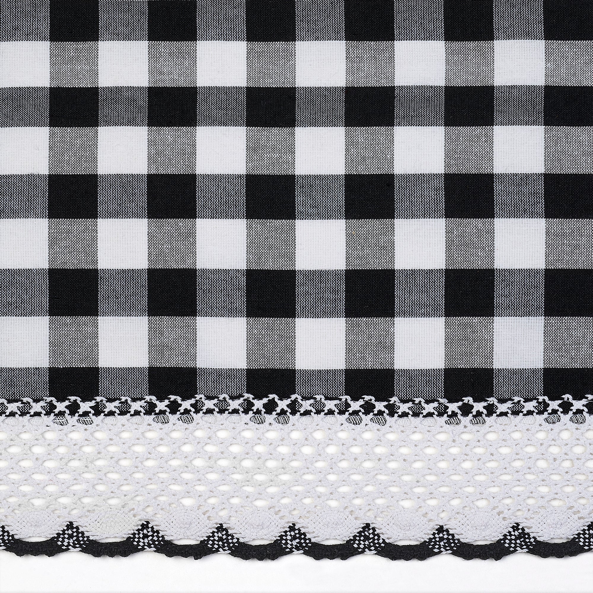 Buffalo Check Gingham Kitchen Curtain Valance, Black, 58x14 Inches - Image 5
