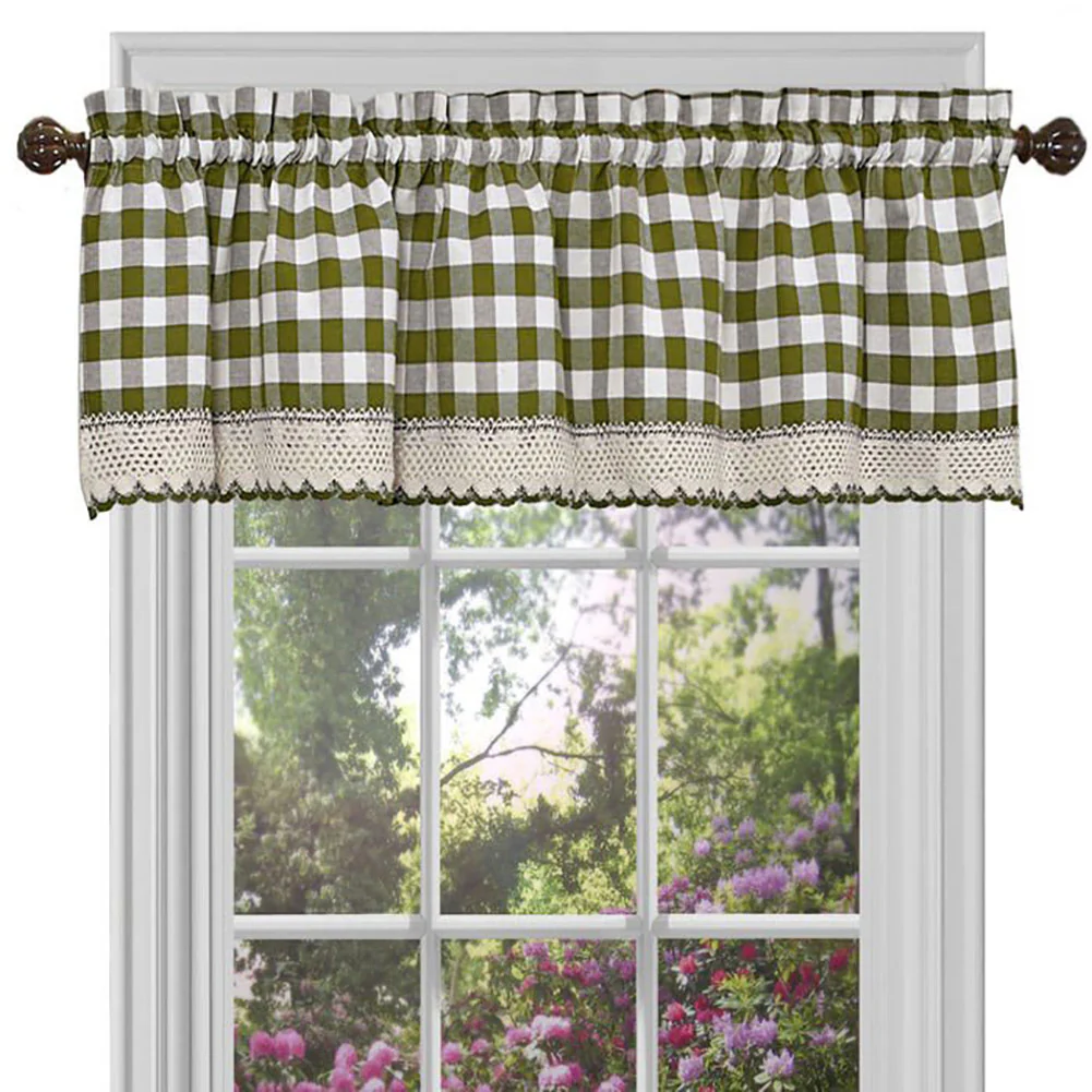 Buffalo Check Gingham Kitchen Curtain Separates, Sage, 58x14 & 58x36 Inches - Image 3