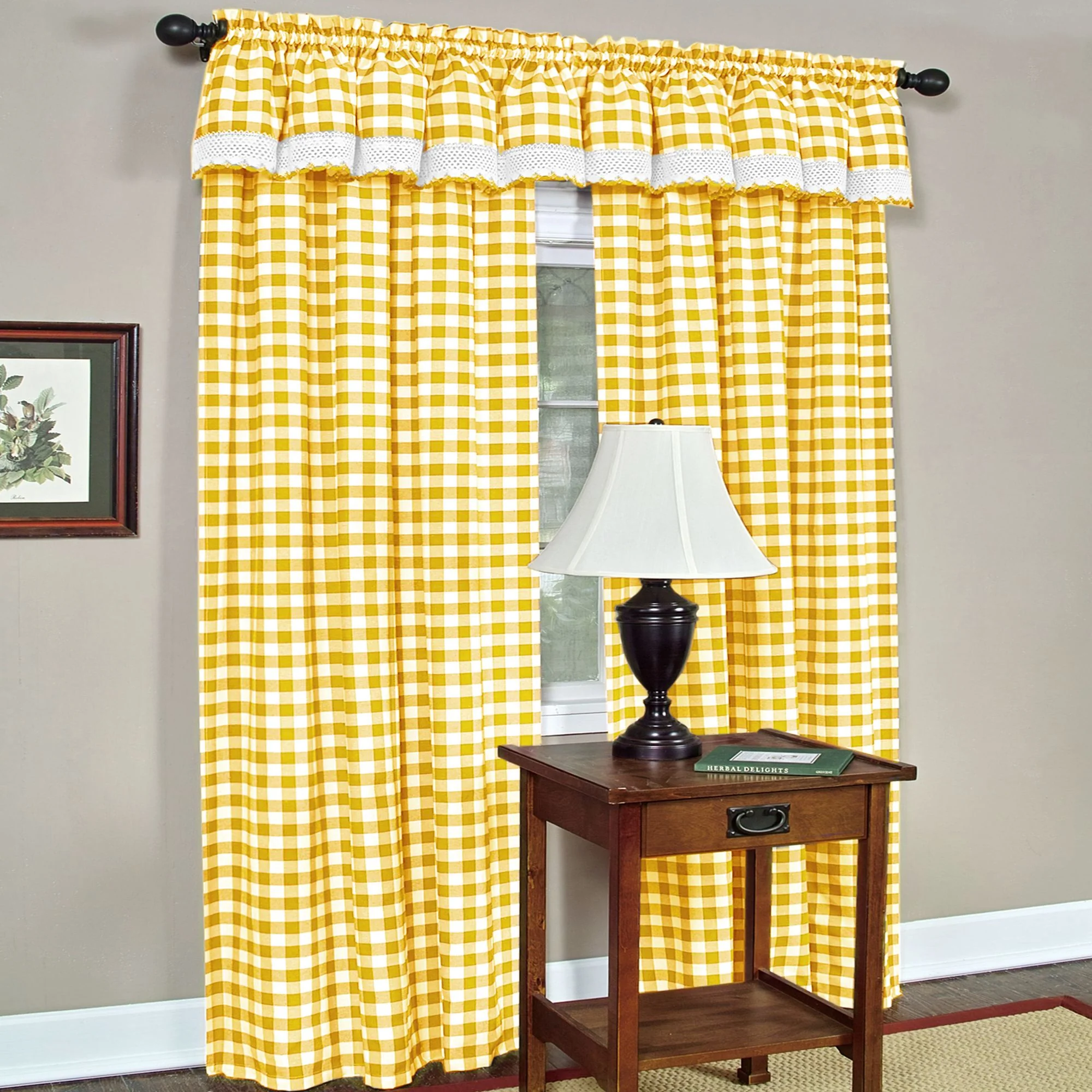 Buffalo Check Window Curtain Panel - 42x63 - Yellow - Image 2