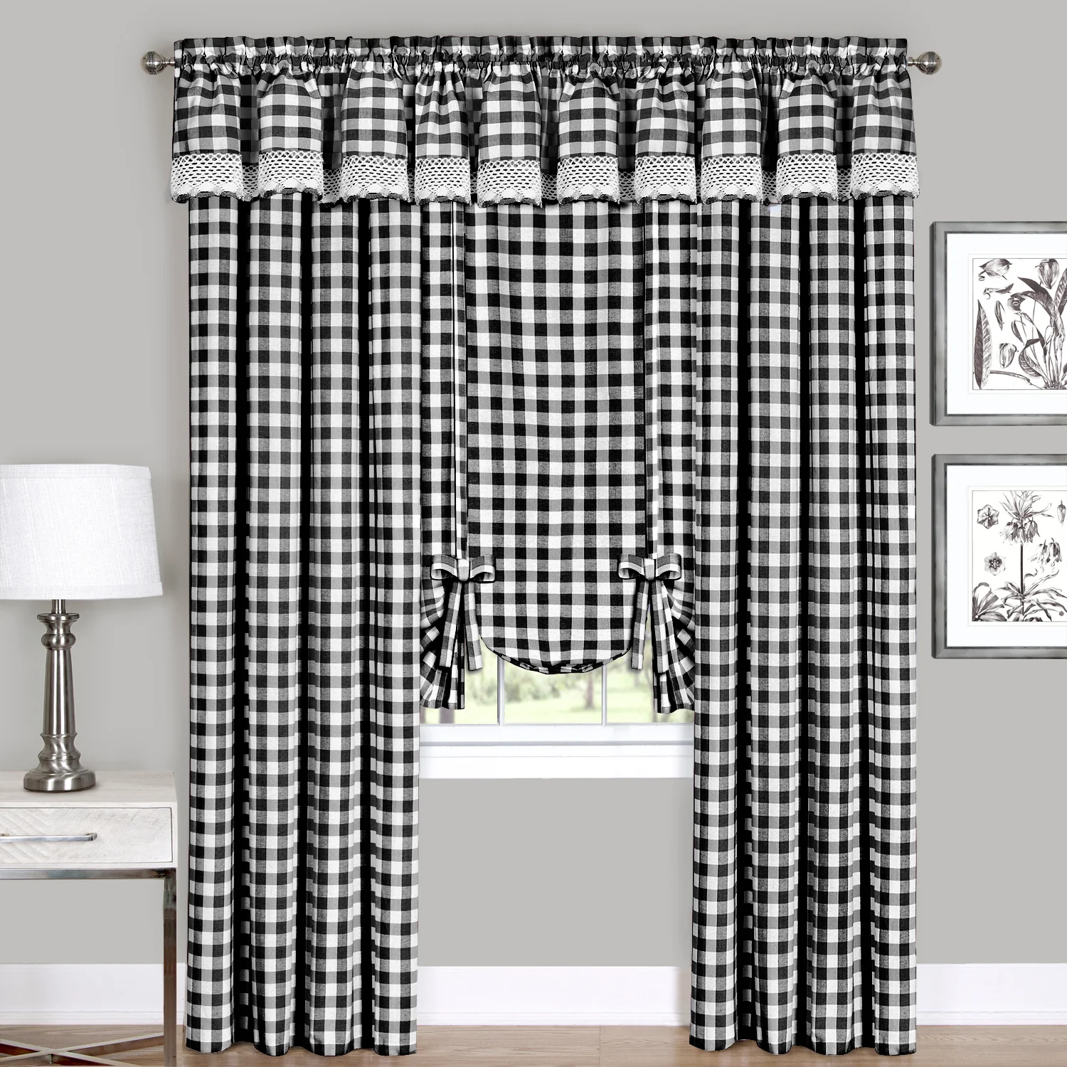 Buffalo Check Window Curtain Panel - 42x84 - Black - Image 3