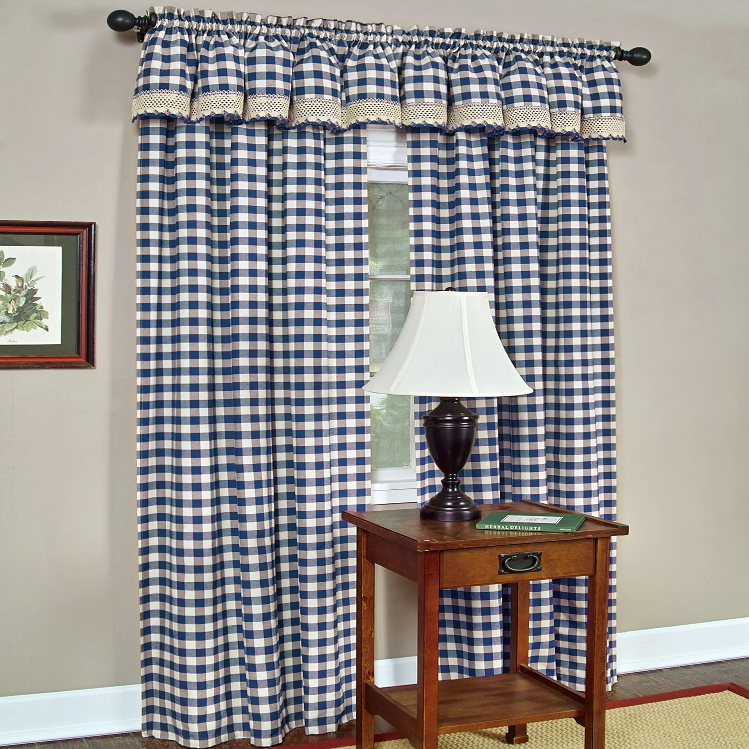 Buffalo Check Window Curtain Panel - 42x84 - Navy - Image 2