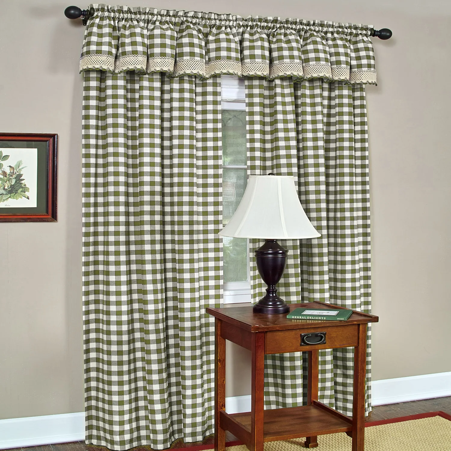 Buffalo Check Window Curtain Panel - 42x84 - Sage - Image 2