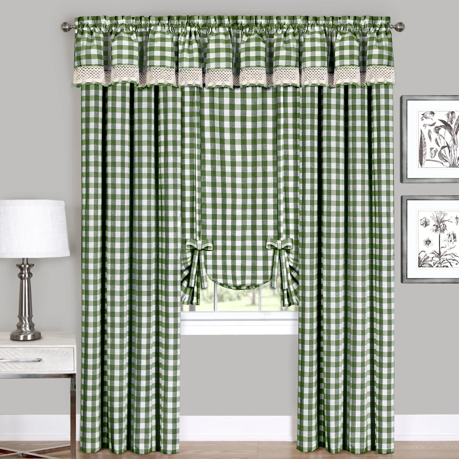 Buffalo Check Window Curtain Panel - 42x95 - Sage - Image 3