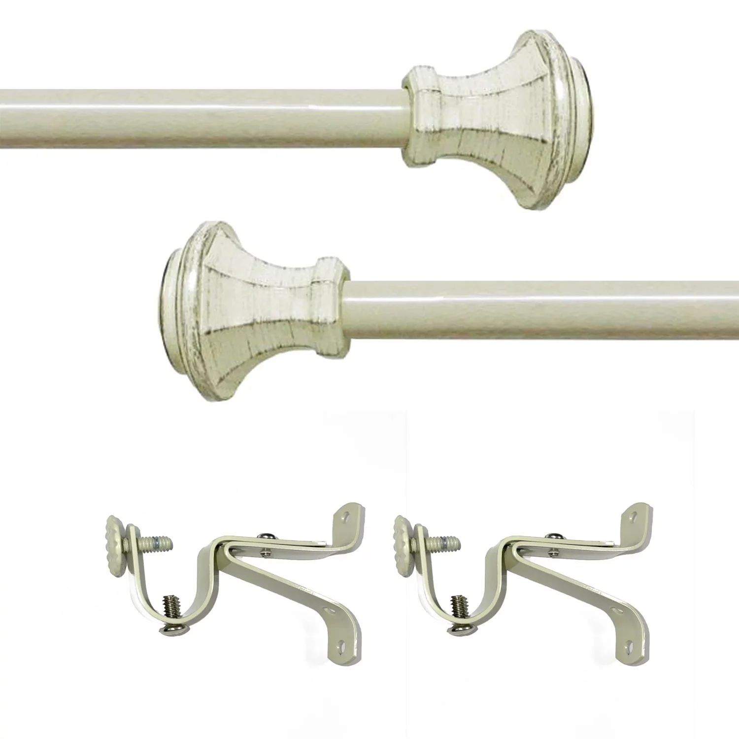 Buono II Carson Adjustable Window Curtain Rod, Cream - Image 4