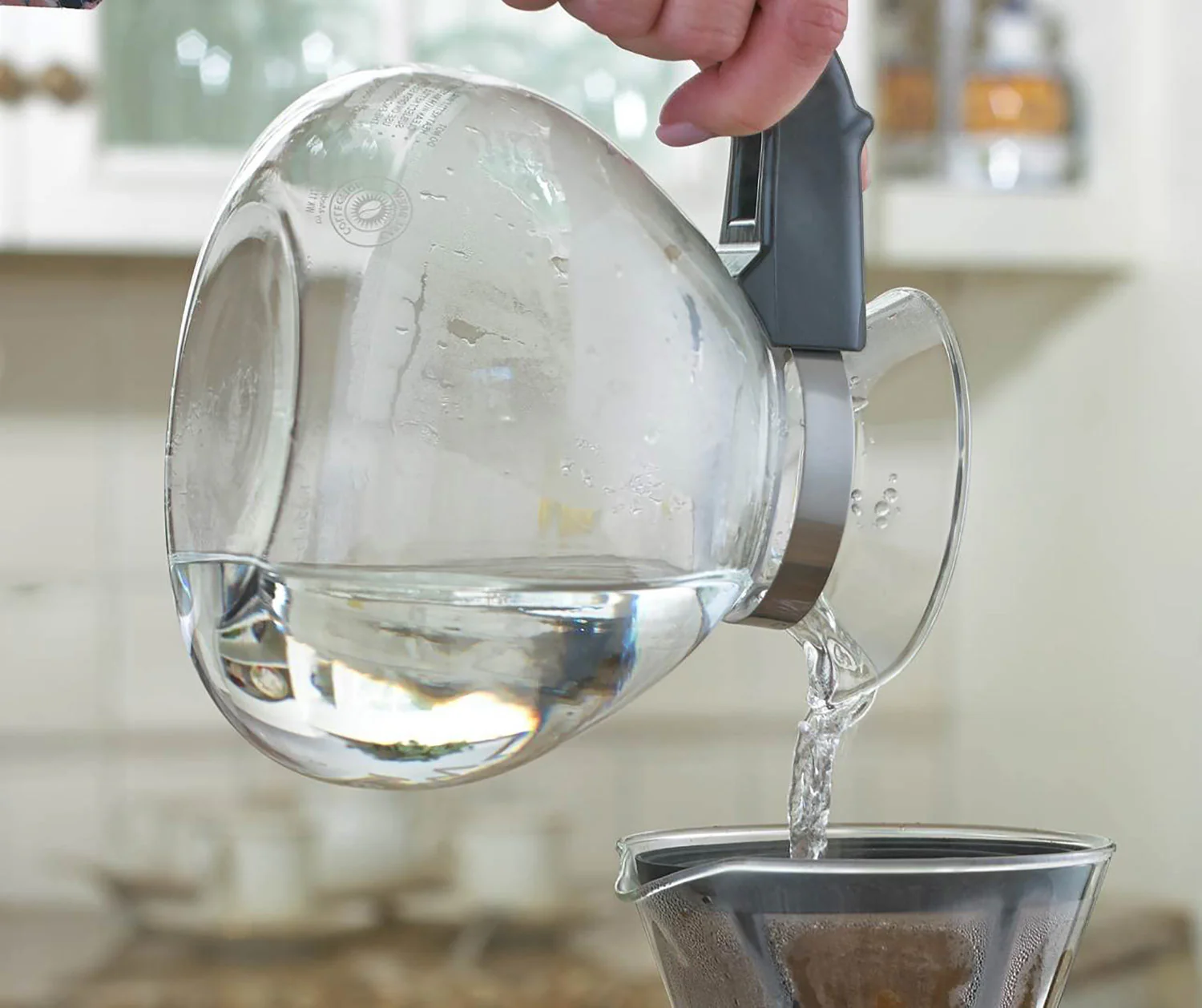 Café Brew Collection Stovetop Schott Glass Whistling Kettle, Clear, 12 Cup - Image 3