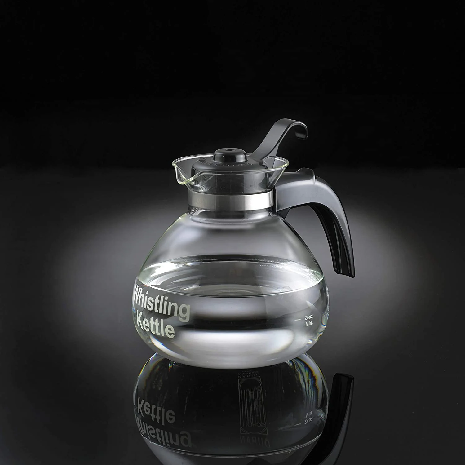Café Brew Collection Stovetop Schott Glass Whistling Kettle, Clear, 12 Cup - Image 4