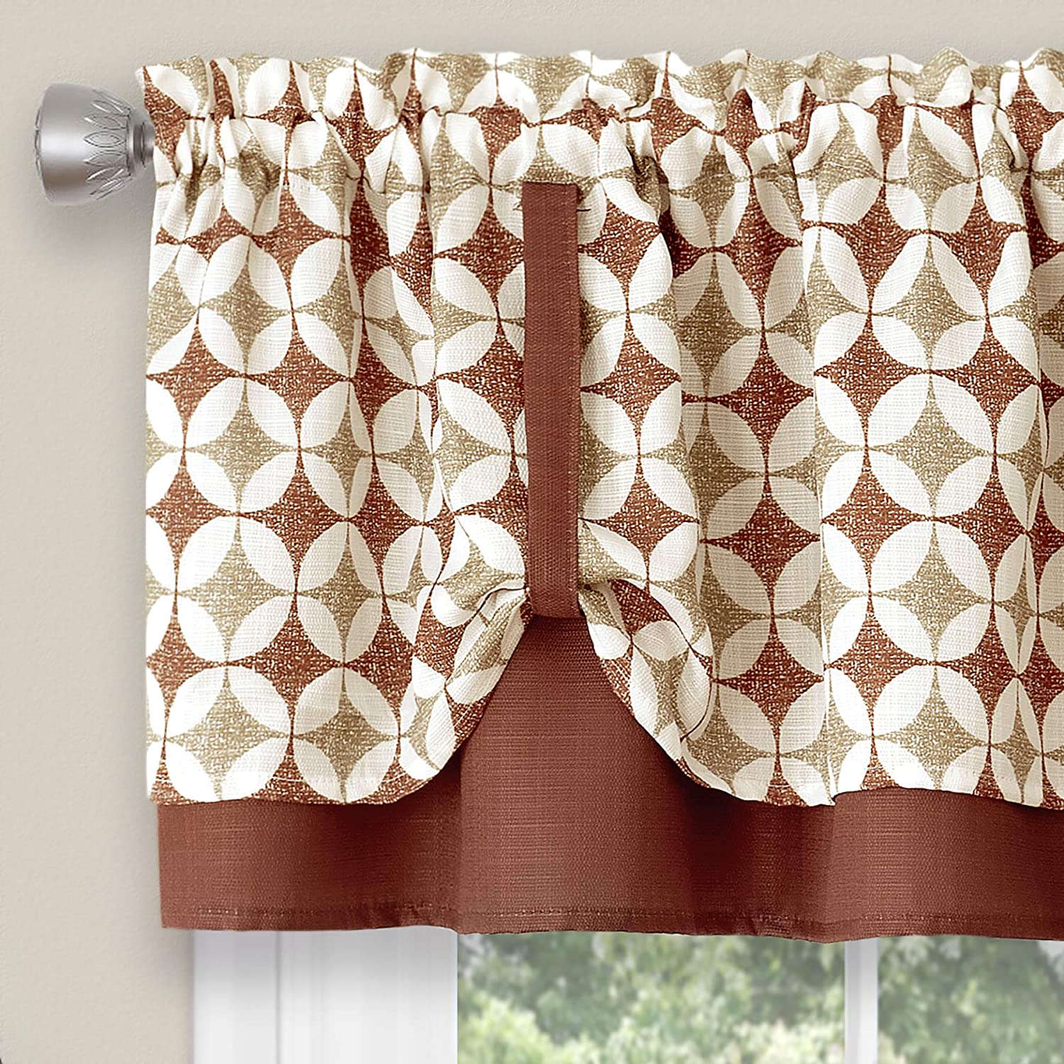 Callie Window Curtain Tier Pair and Valance Set - 58x36 - Spice/Tan - Image 6