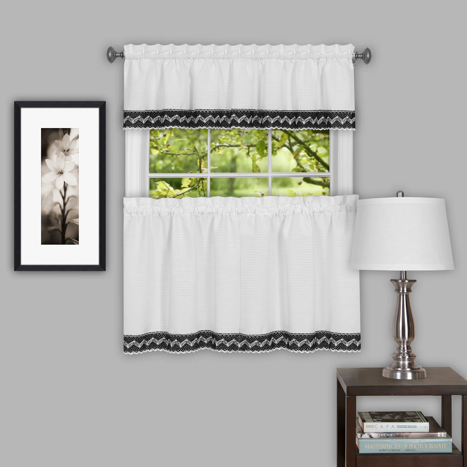 Camden 58x36 Window Curtain Tier Pair - Black - Image 2