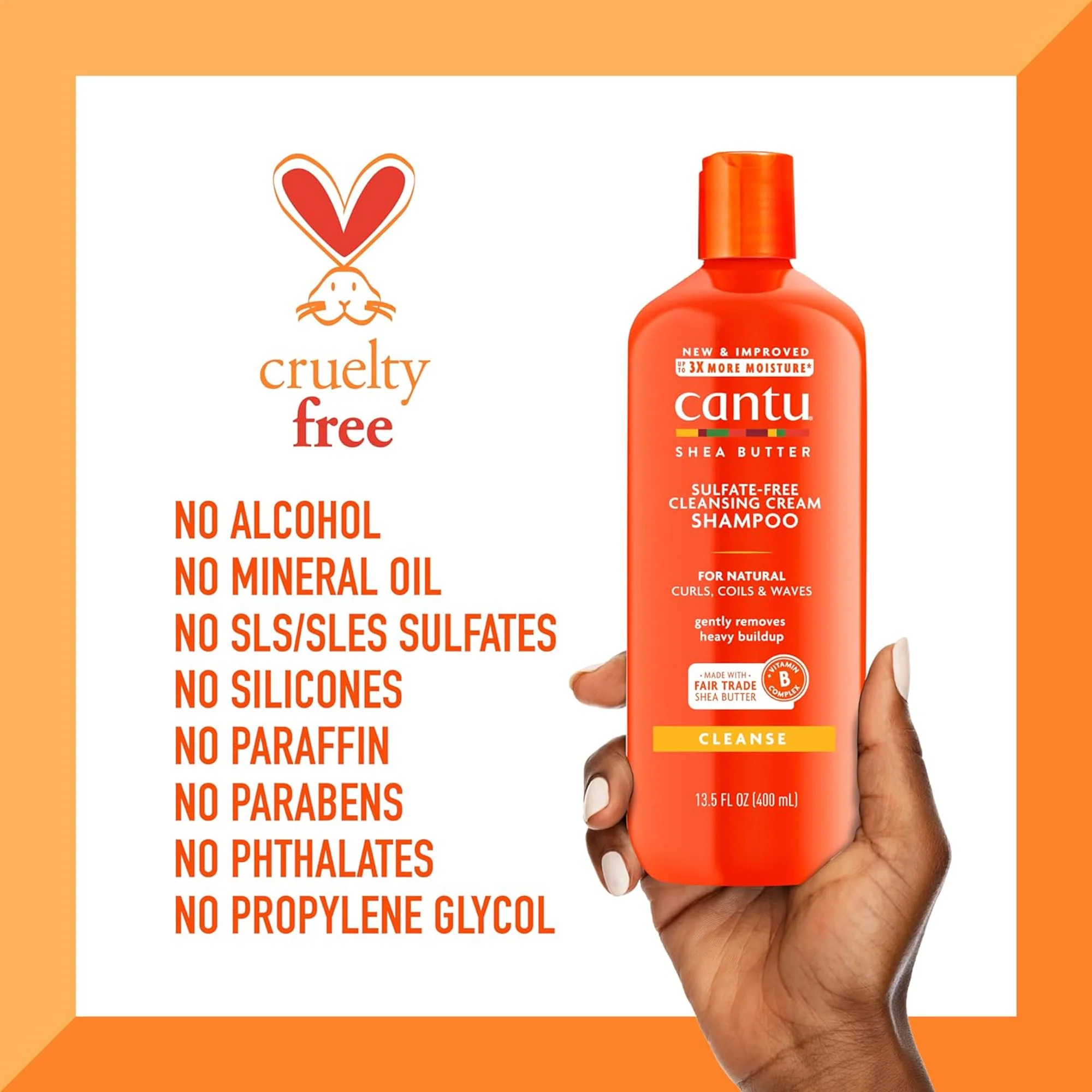Cantu Shea Butter Sulfate-Free Cleansing Cream Shampoo, 13.5 Ounce - Image 2