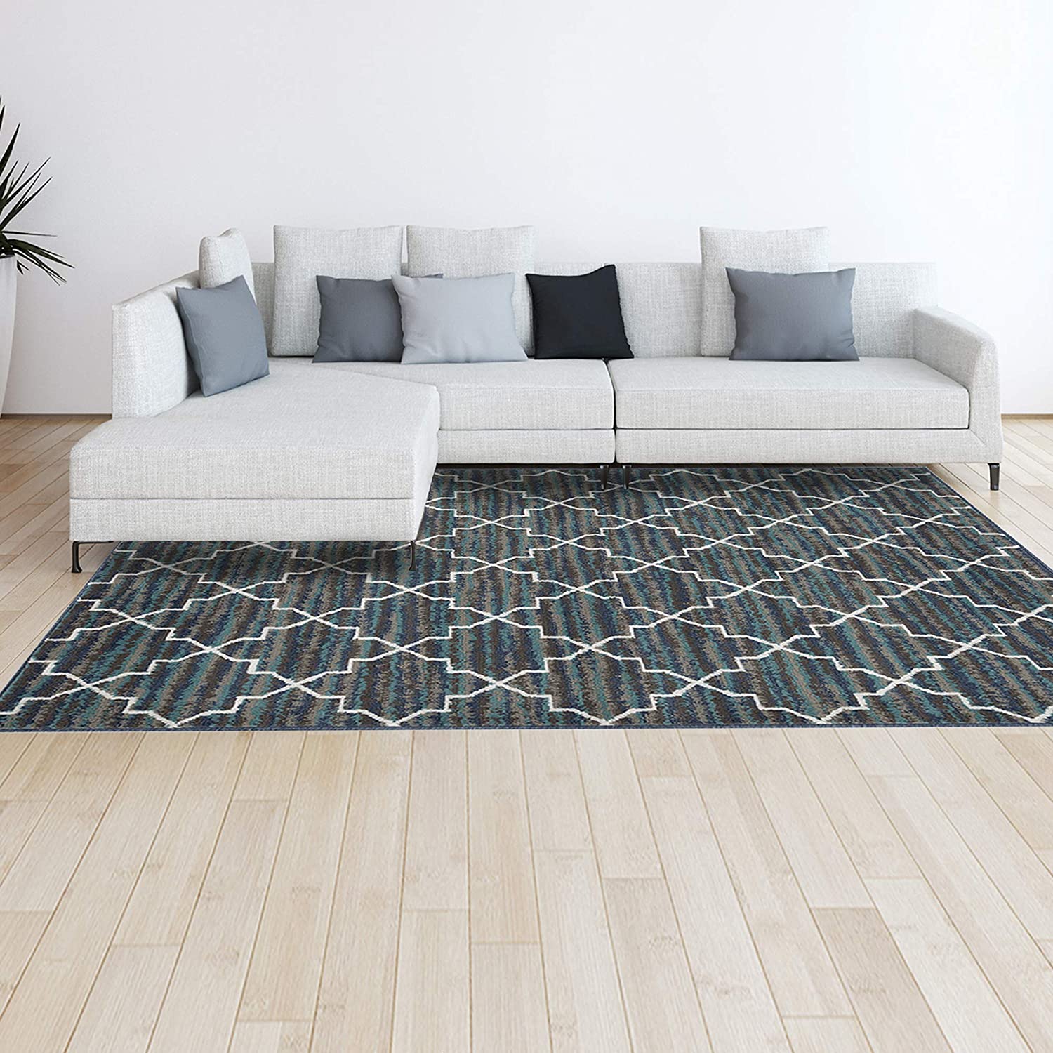 Capri 3-Piece Crosshatch Design Rug Set, Blue-Gray, 5x7 Feet - Image 7