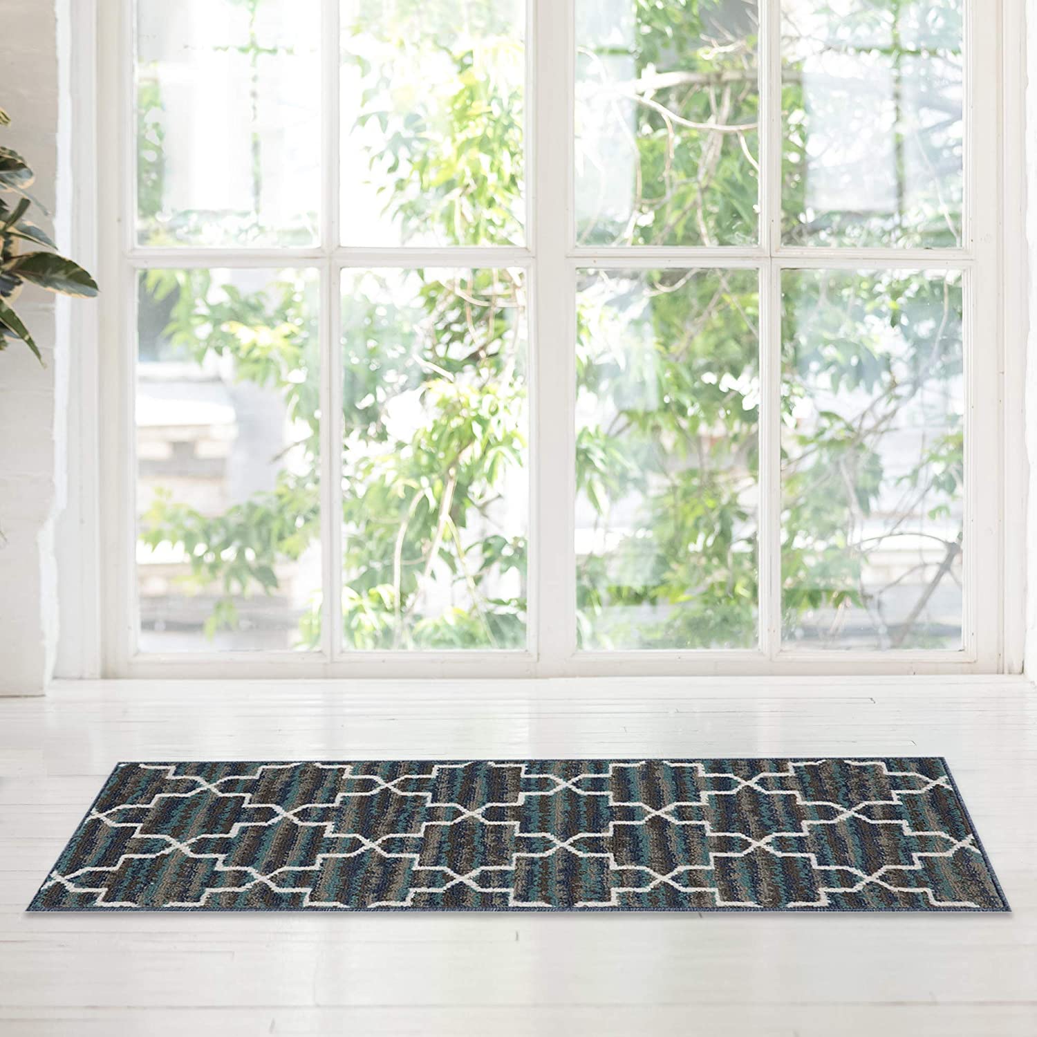 Capri 3-Piece Crosshatch Design Rug Set, Blue-Gray, 5x7 Feet - Image 8