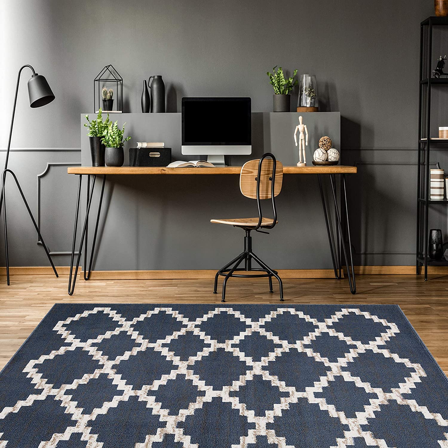 Capri 3-Piece Landon Diamond Weave Rug Set, White-Gray, 5x7 Feet - Image 6