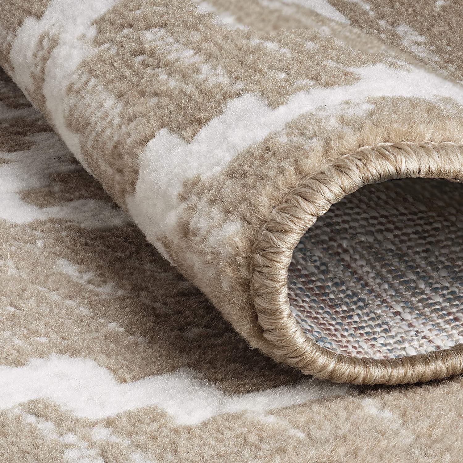 Capri Landon 3-Piece Diamond Weave Rug Set, White-Tan, 5x7 Feet - Image 8