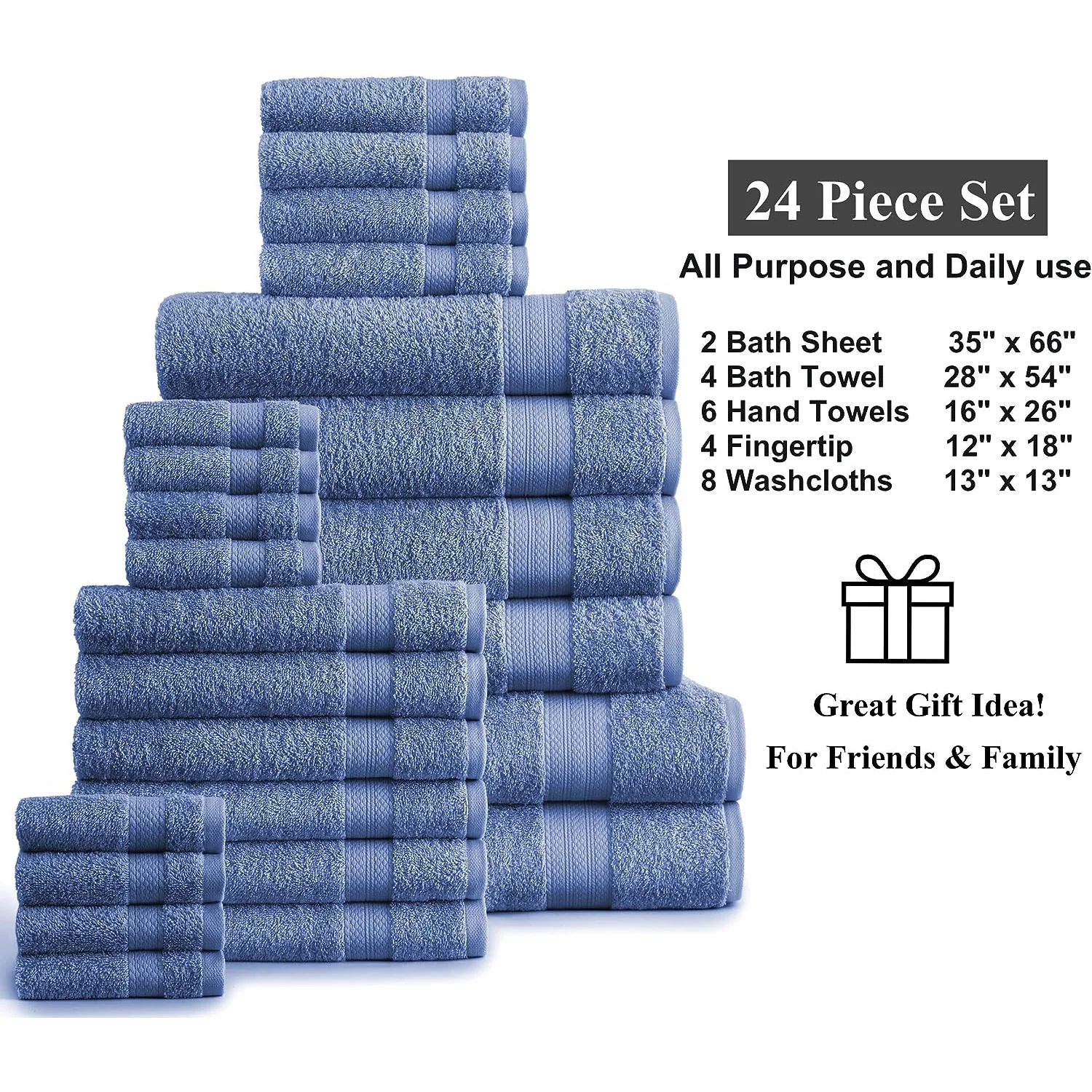 Casa Platino 24 Piece 100% Cotton Towel Set - Image 22