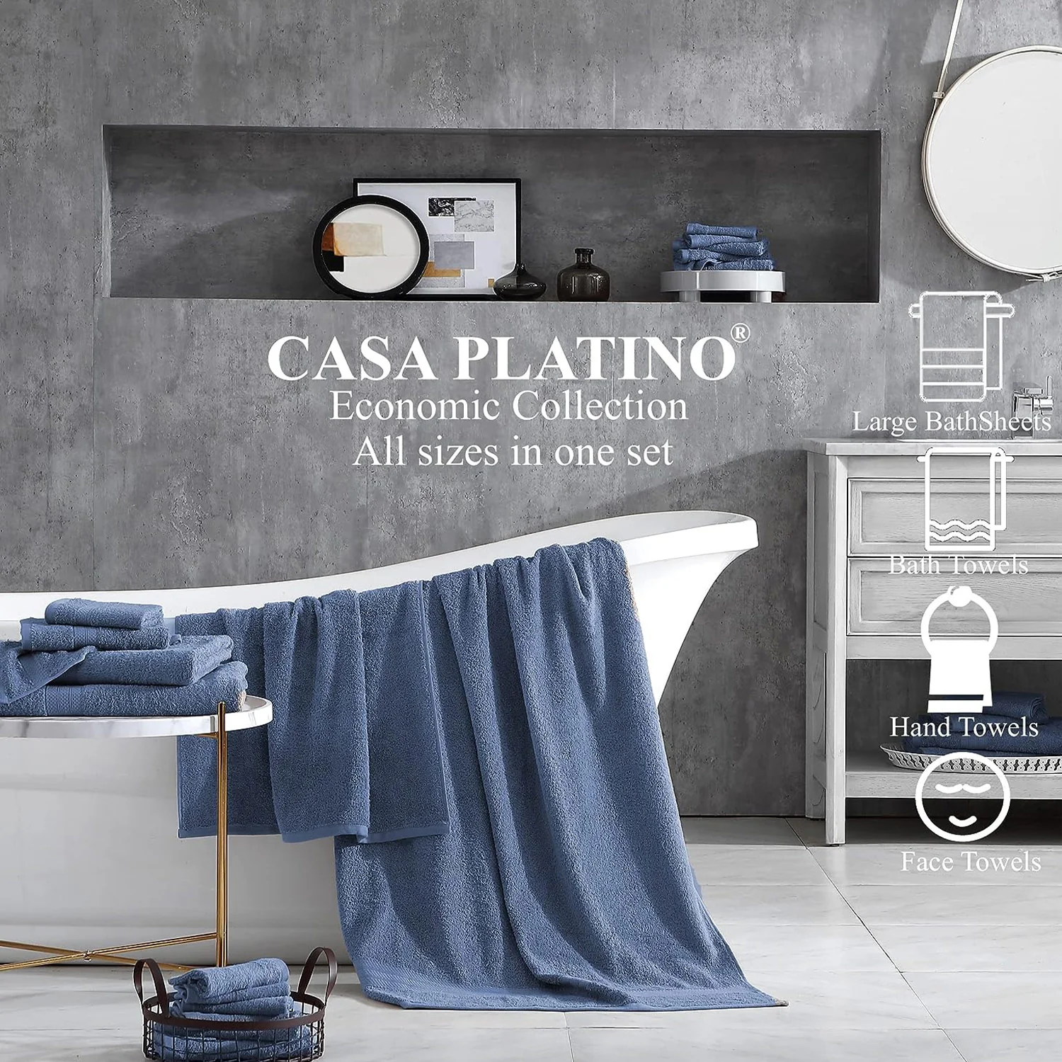 Casa Platino 24 Piece 100% Cotton Towel Set - Image 25
