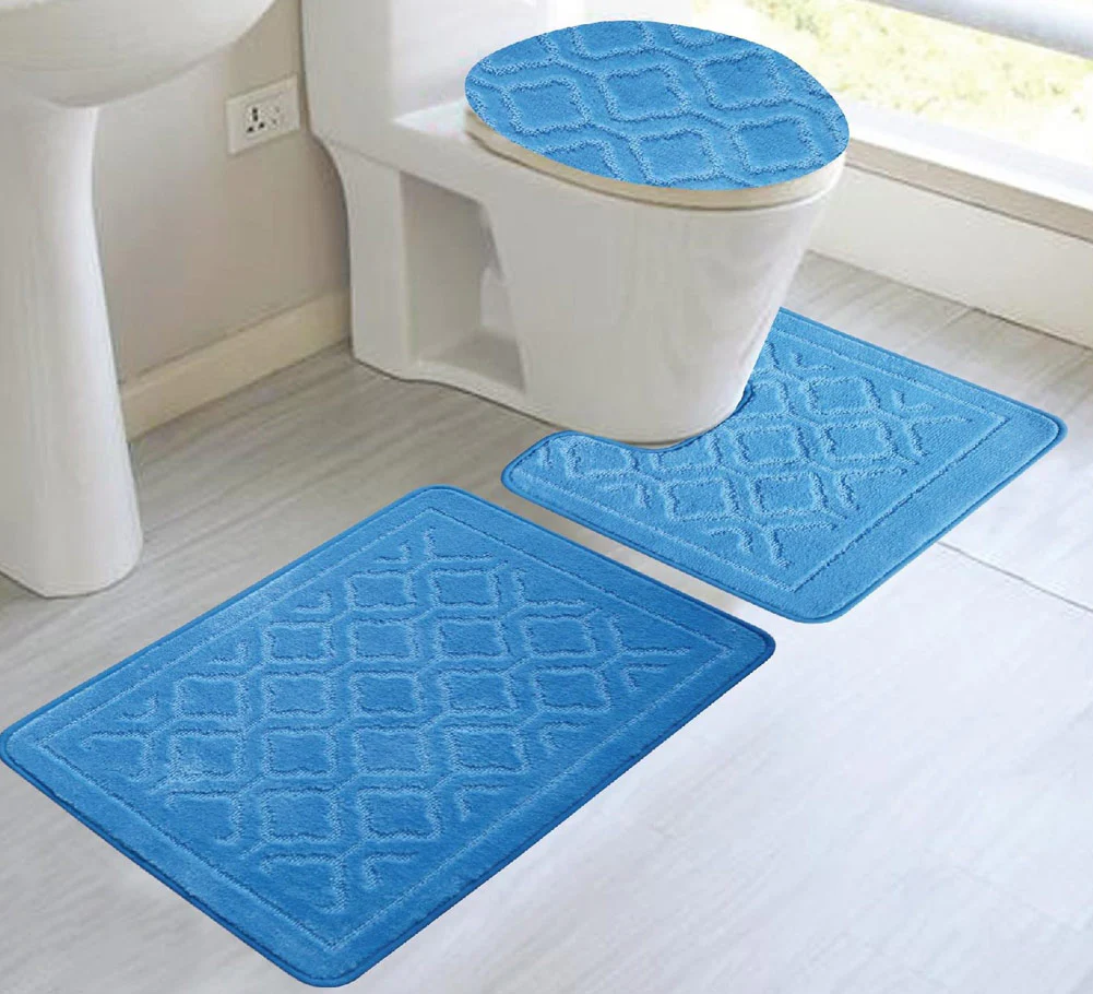 Catherine 3-piece Mega Size Bathroom Mat Set, Turquoise