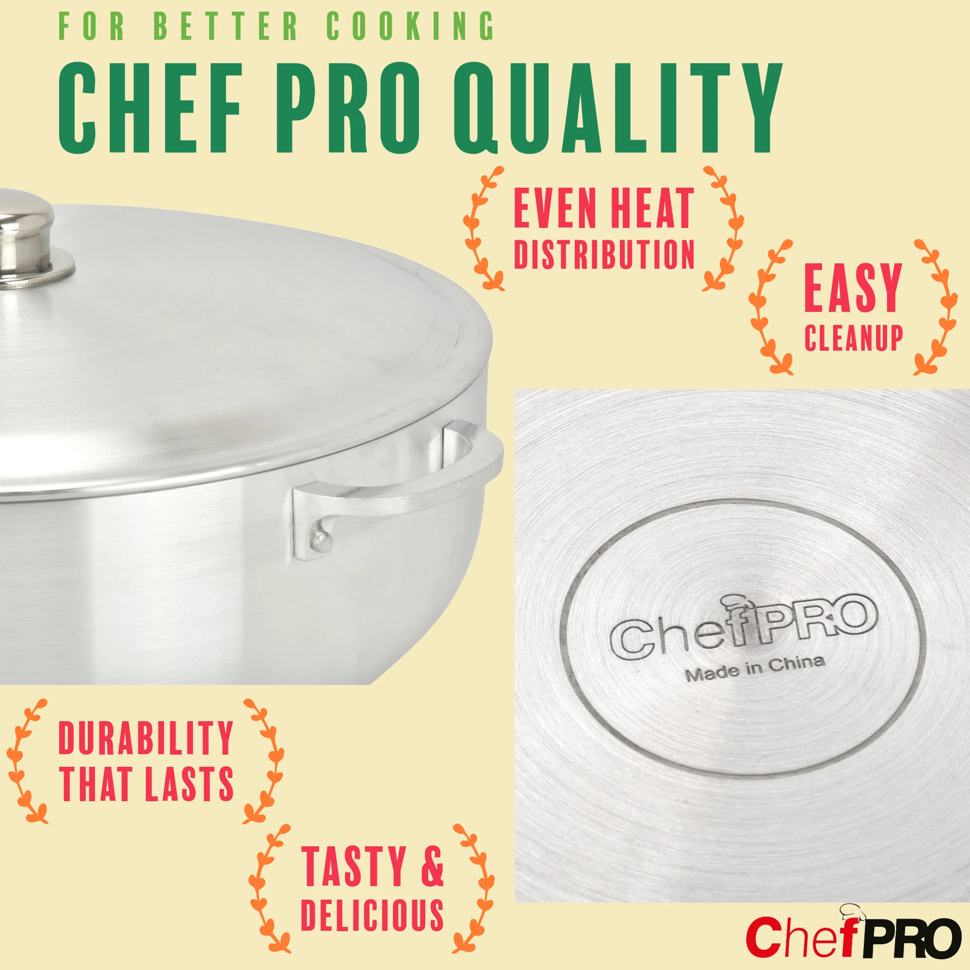 Chef Pro Commercial Grade Aluminum Caldero Stock Pot, Silver, 18.3 Quarts - Image 4