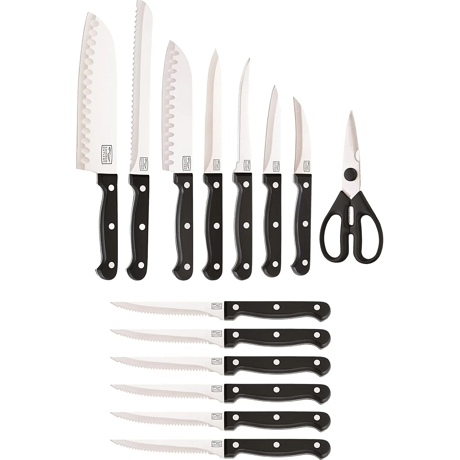 Chicago Cutlery Essentials 15 Piece Stainless Steel Kitchen Knife Set with Block - Image 2