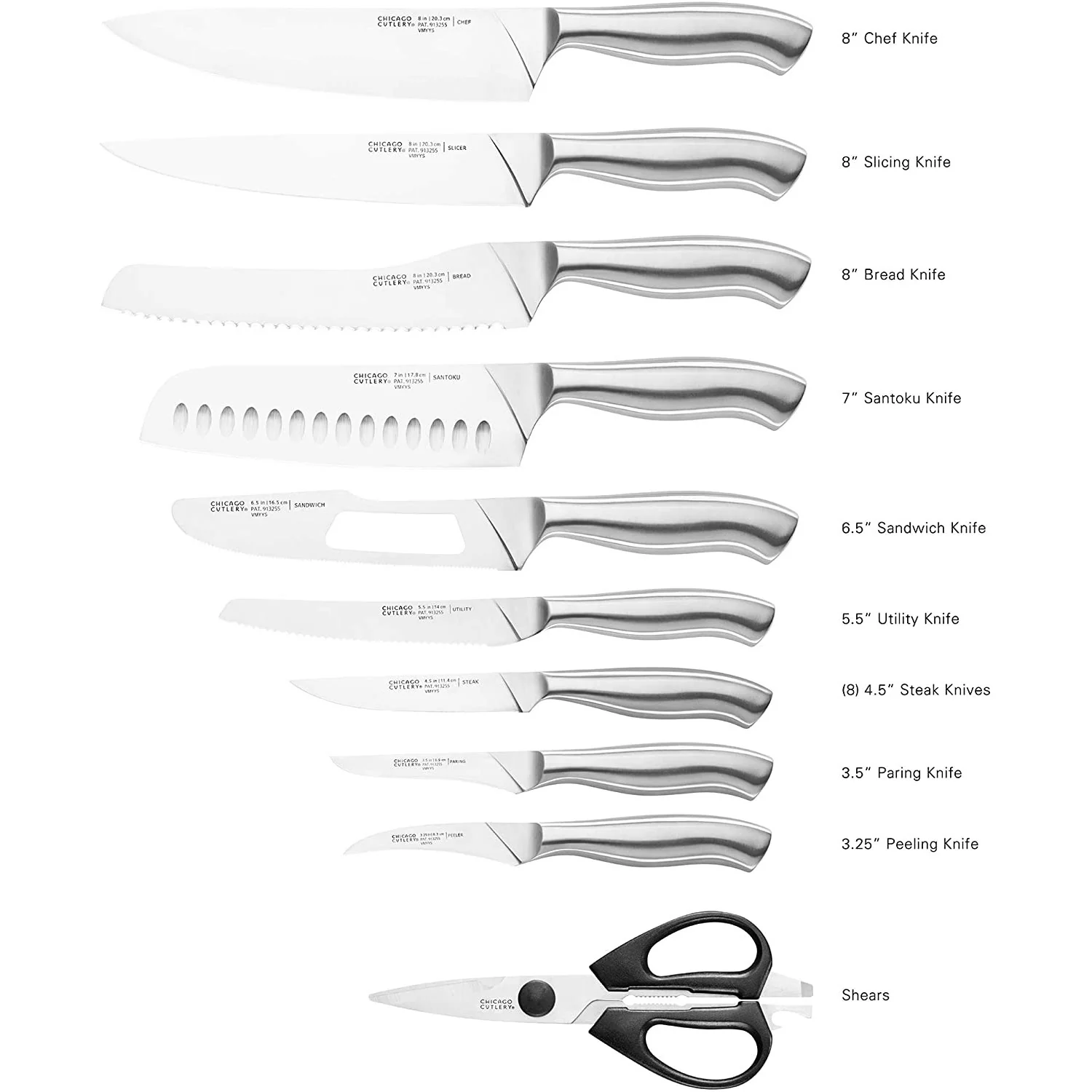 Chicago Cutlery Insignia Guided Grip 18-Piece Stainless Steel Knife Set With Block - Image 3