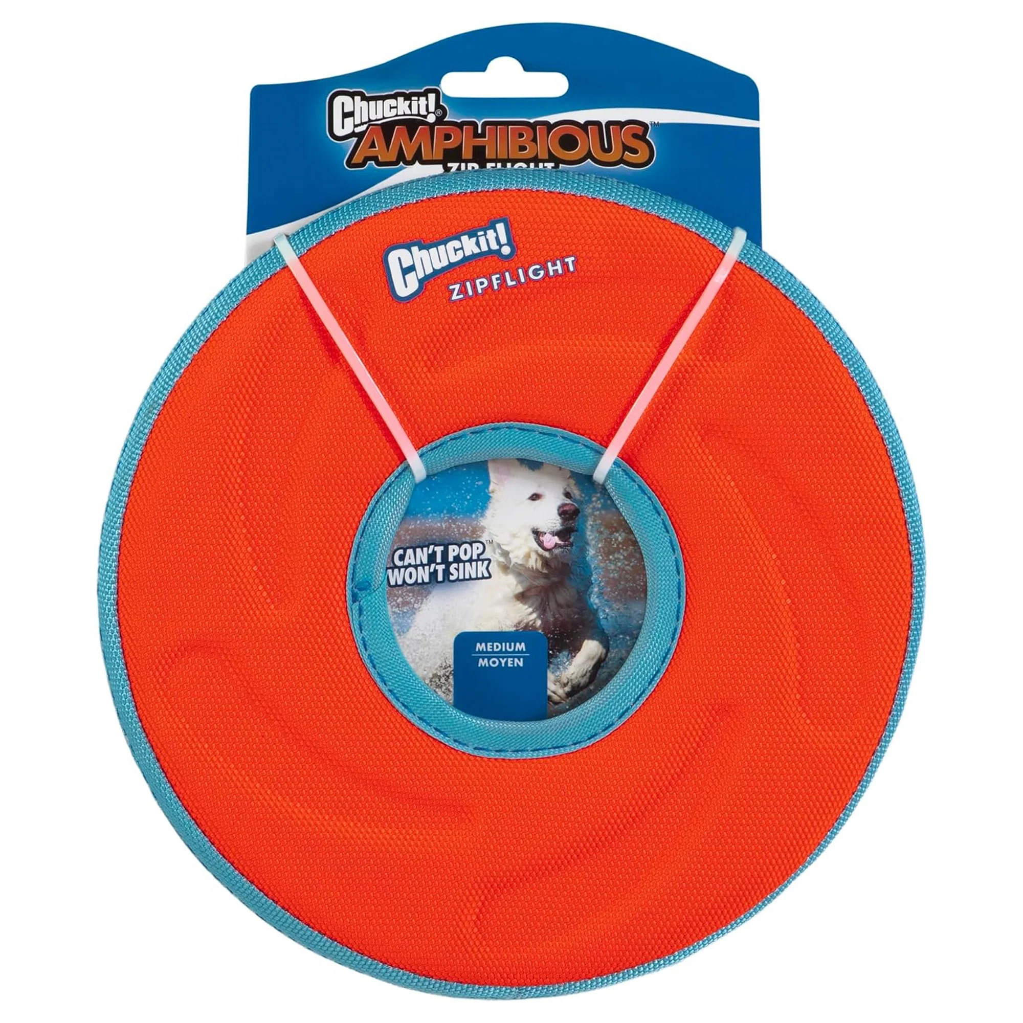 Chuckit Zipflight Flying Disc Dog Toy, Medium 8.5 Inches, Green-Blue or Orange-Blue - Image 4
