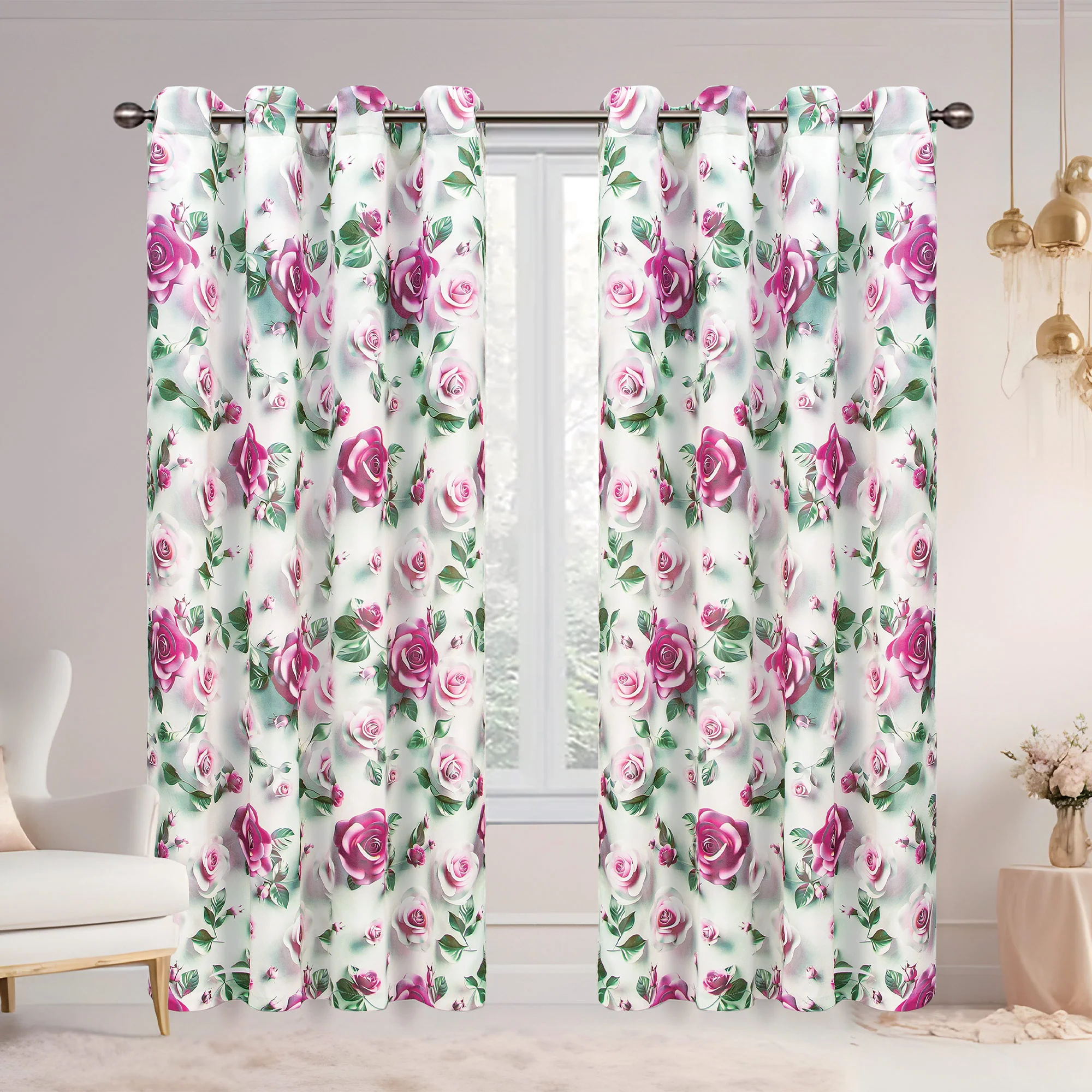 Ciera Floral Room Darkening Grommet Window Curtain Panel, 54x84 Inches - Image 4