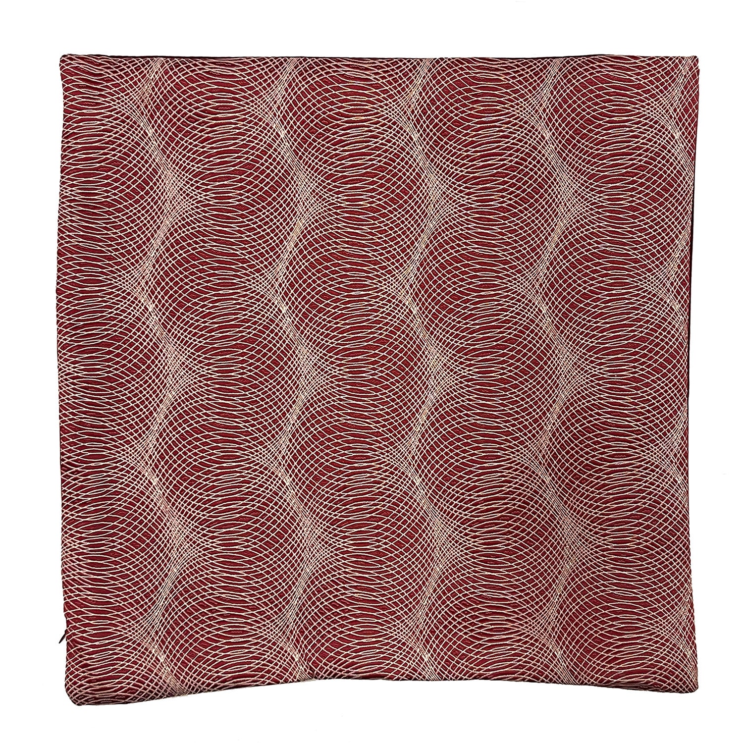 Circular Damask Decorative Cushion Cover, Burgundy, 18x18 Inches