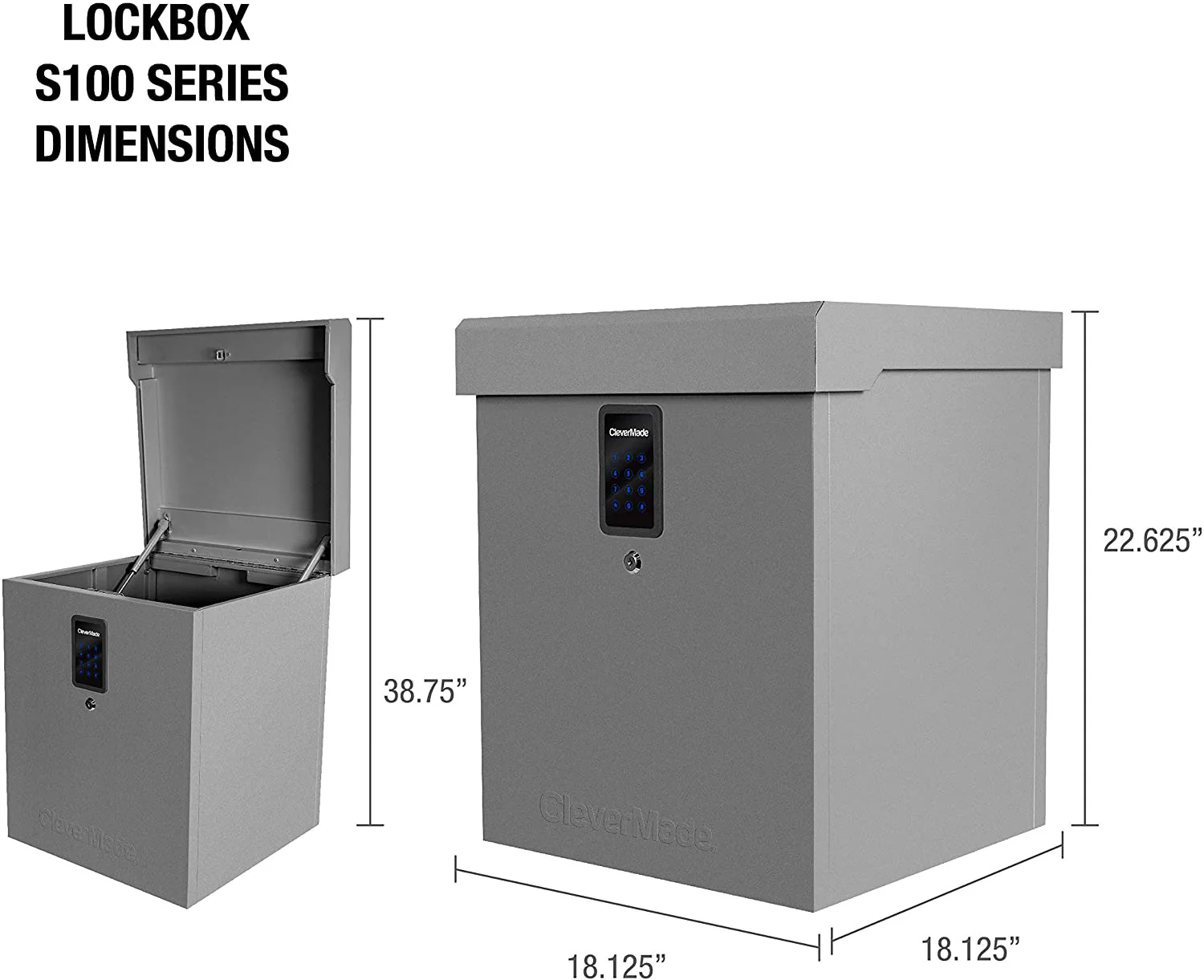 CleverMade Secure Package Delivery Lock Box, Grey, 18x18x22 Inches - Image 5