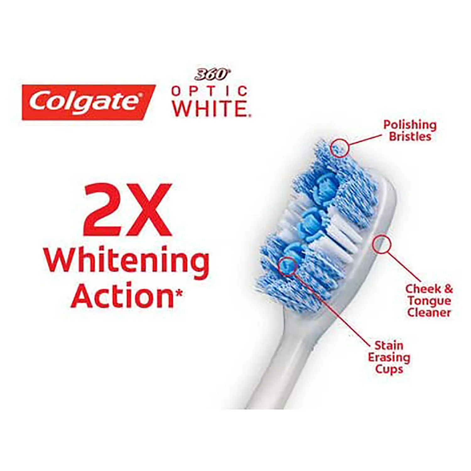 Colgate 360 Optic White Toothbrush, Soft, Individually Wrapped, 8 Pack - Image 2