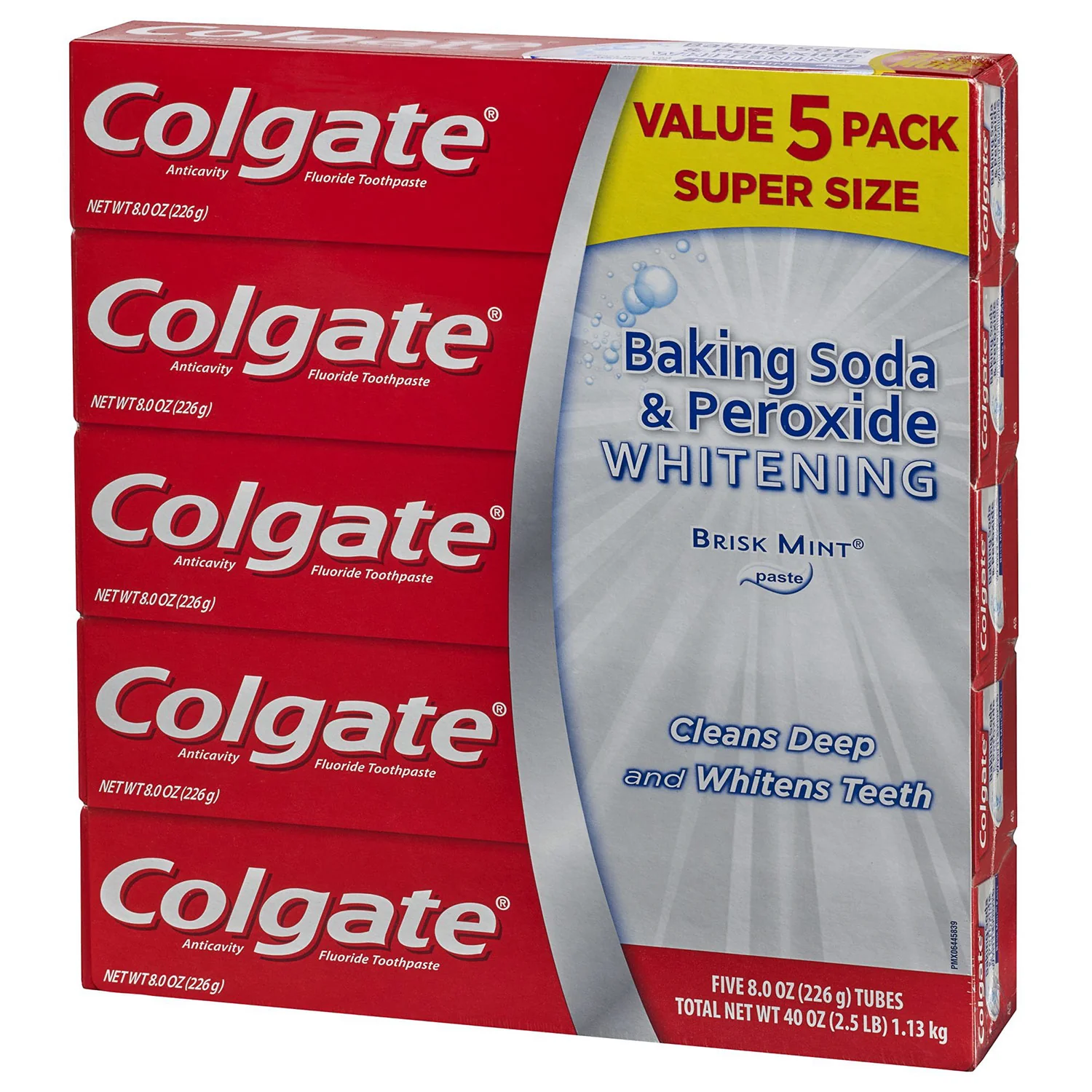 Colgate Baking Soda and Peroxide Whitening Toothpaste, Brisk Mint Paste, 5 Pack, 8 Ounces - Image 2
