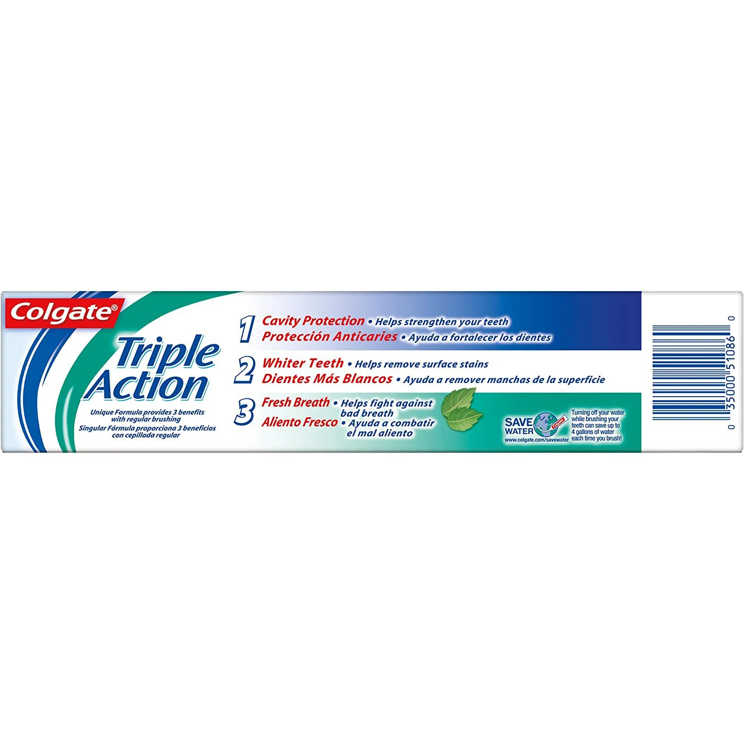 Colgate Triple Action Toothpaste, Mint, 8 Ounce - Image 2