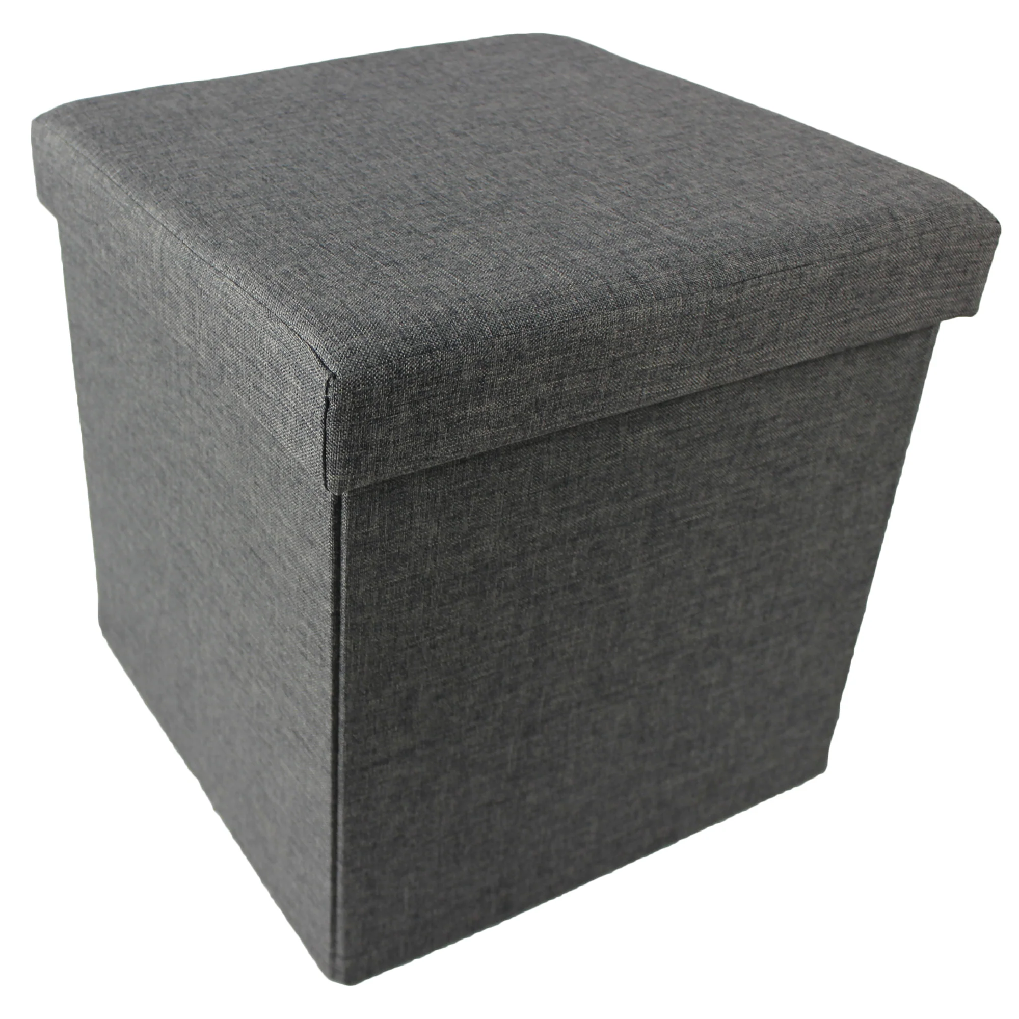 Collapsible Storage Ottoman, Grey Linen 15x15x15 Inches Inches