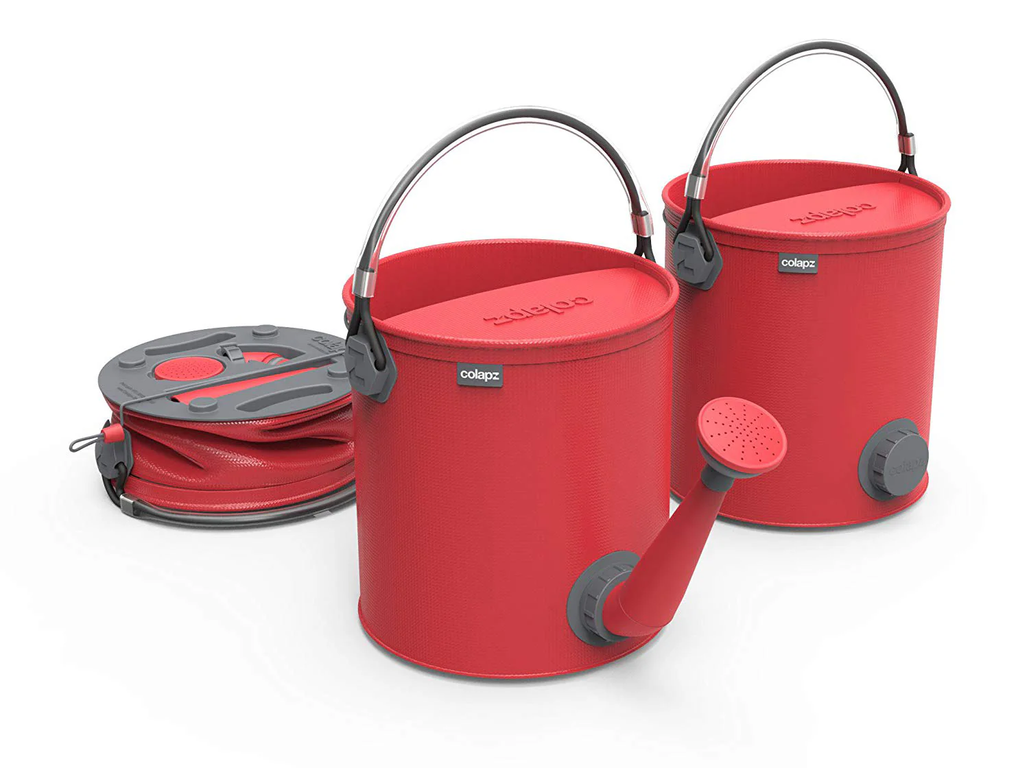 ColourWave Collapsible 2-In-1 Watering Can Bucket, 7-Liter, Red Hot