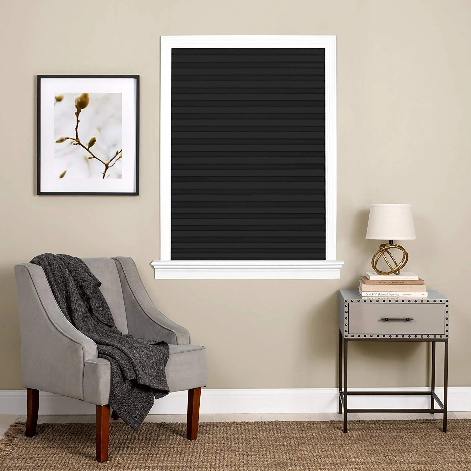 Cordless 1-2-3 Peel n Stick Vinyl Pleated Room Darkening Window Shade, Black, 36x75 Inches - Image 6
