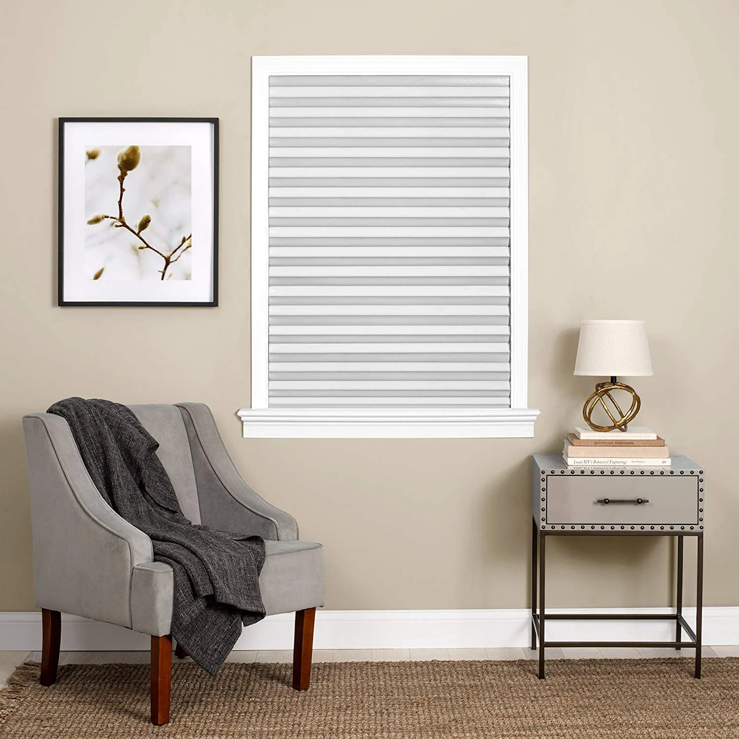 Cordless 1-2-3 Peel n Stick Vinyl Pleated Room Darkening Window Shade, White, 48x75 Inches - Image 6