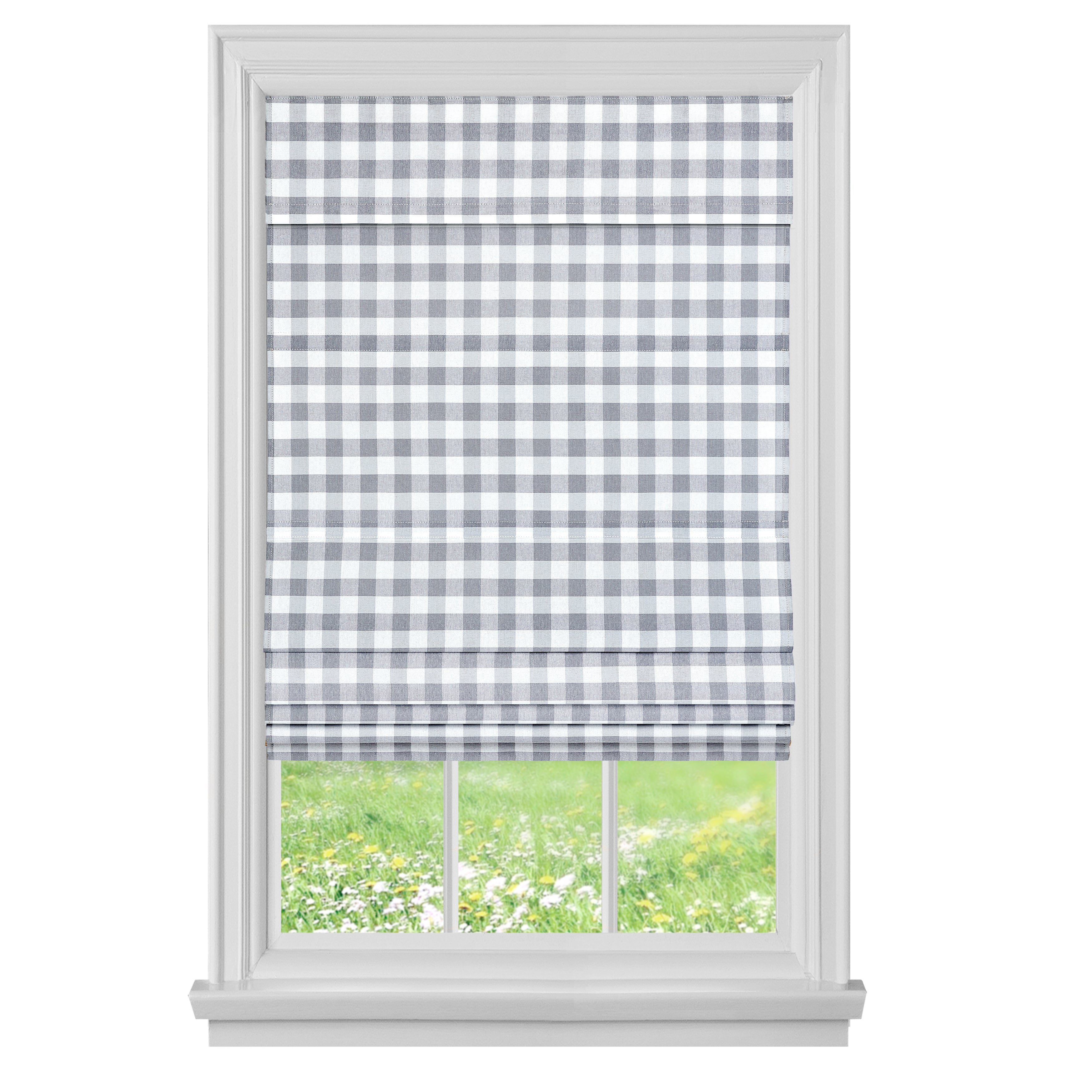 Cordless Buffalo Check Roman Window Shade - Image 5