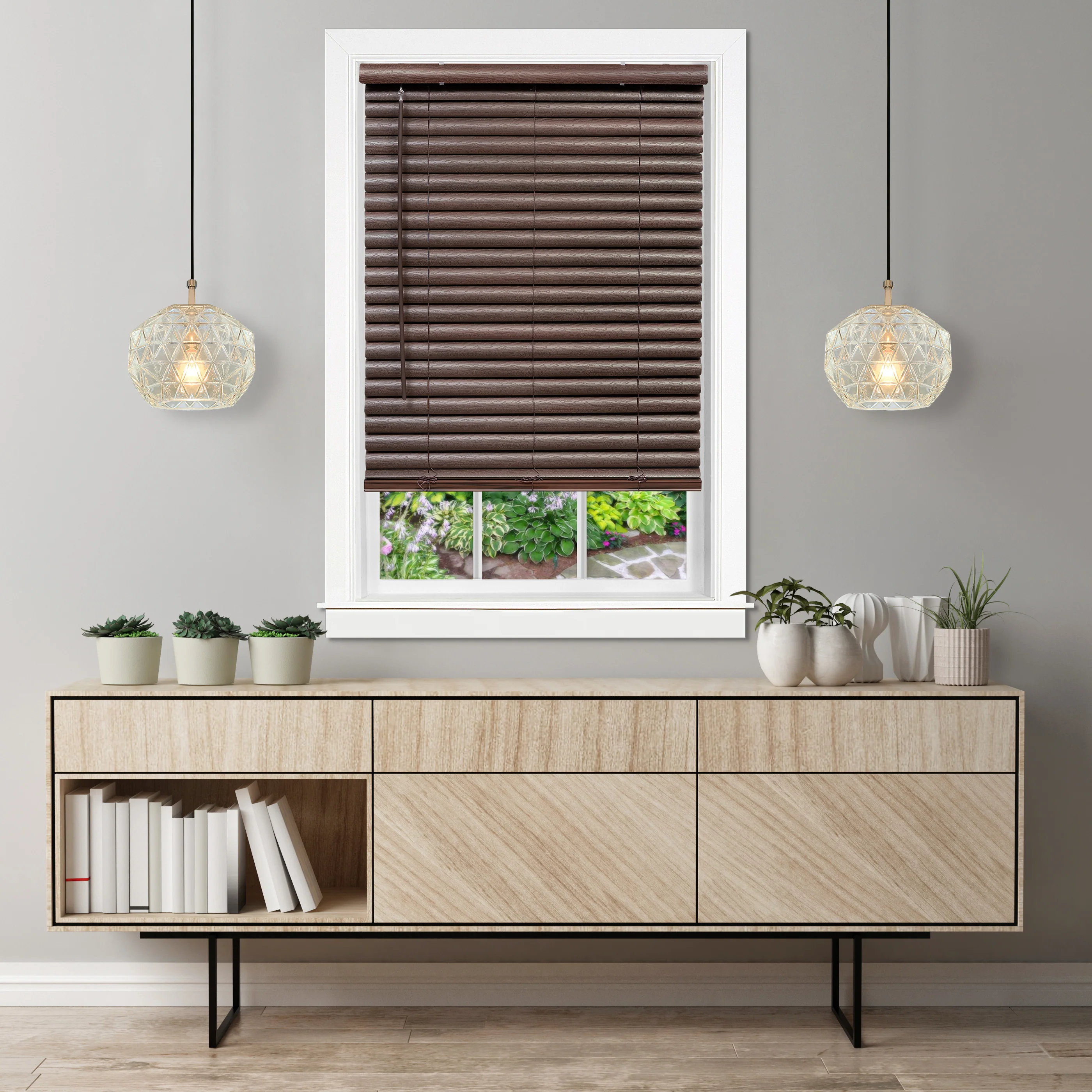 Cordless GII Luna 2 Vinyl Venetian Blind 33x64 - Mahogany